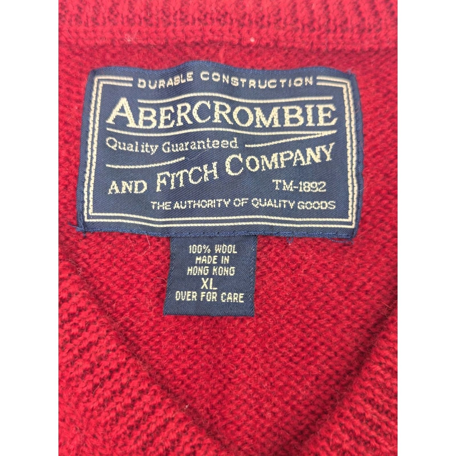 Abercrombie & Fitch VINTAGE Abercrombie & Fitch Sweater Vest Mens XL Red 100% Wool V-Neck Knit Classic Wool Knit Vintage Style Logo Knit Size US XL / EU 56 / 4 - 2 Thumbnail