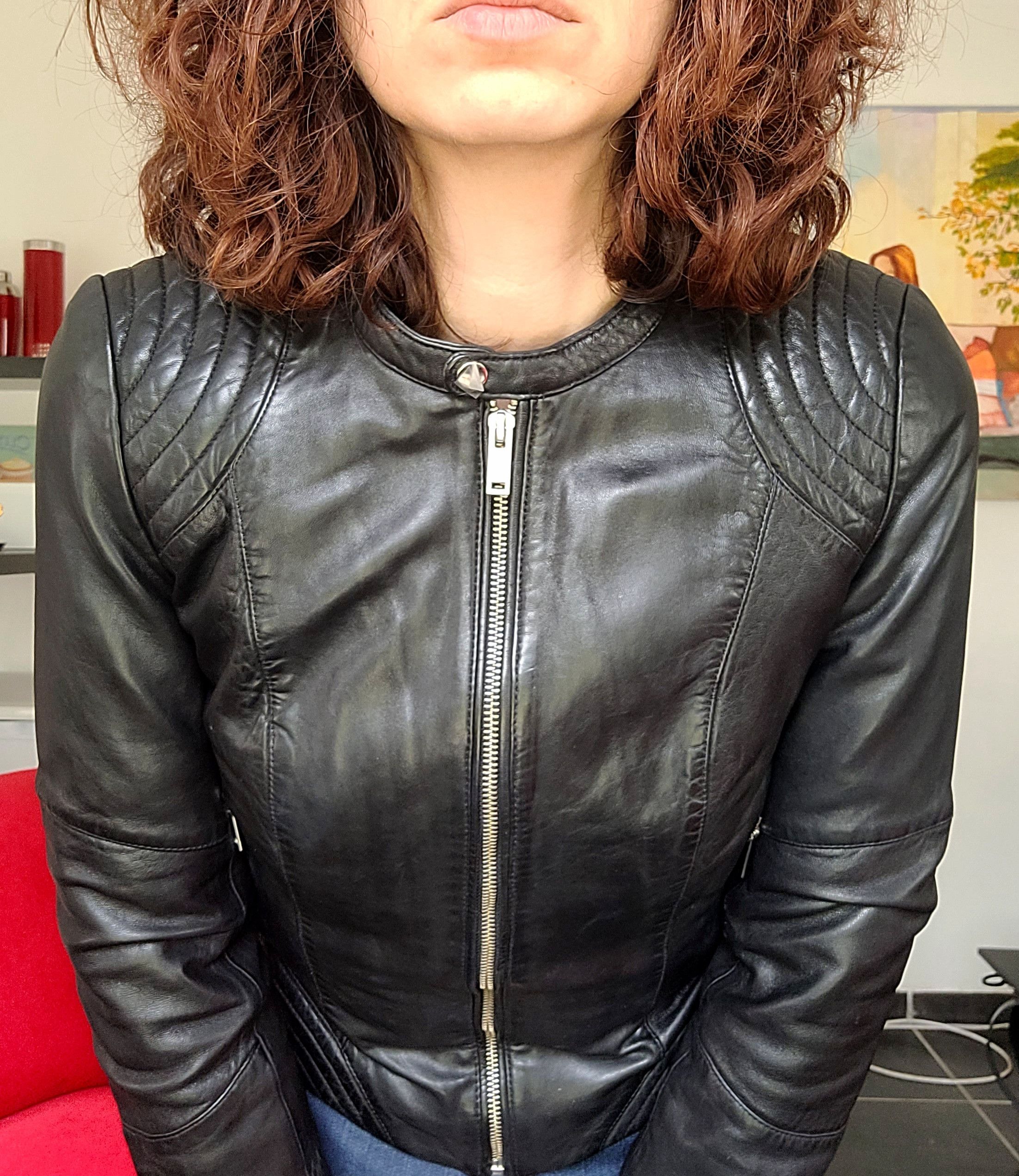 Other Blouson cuir noir motard rétro vintage Naf Naf 36 Size XS / US 0-2 / IT 36-38 - 2 Thumbnail
