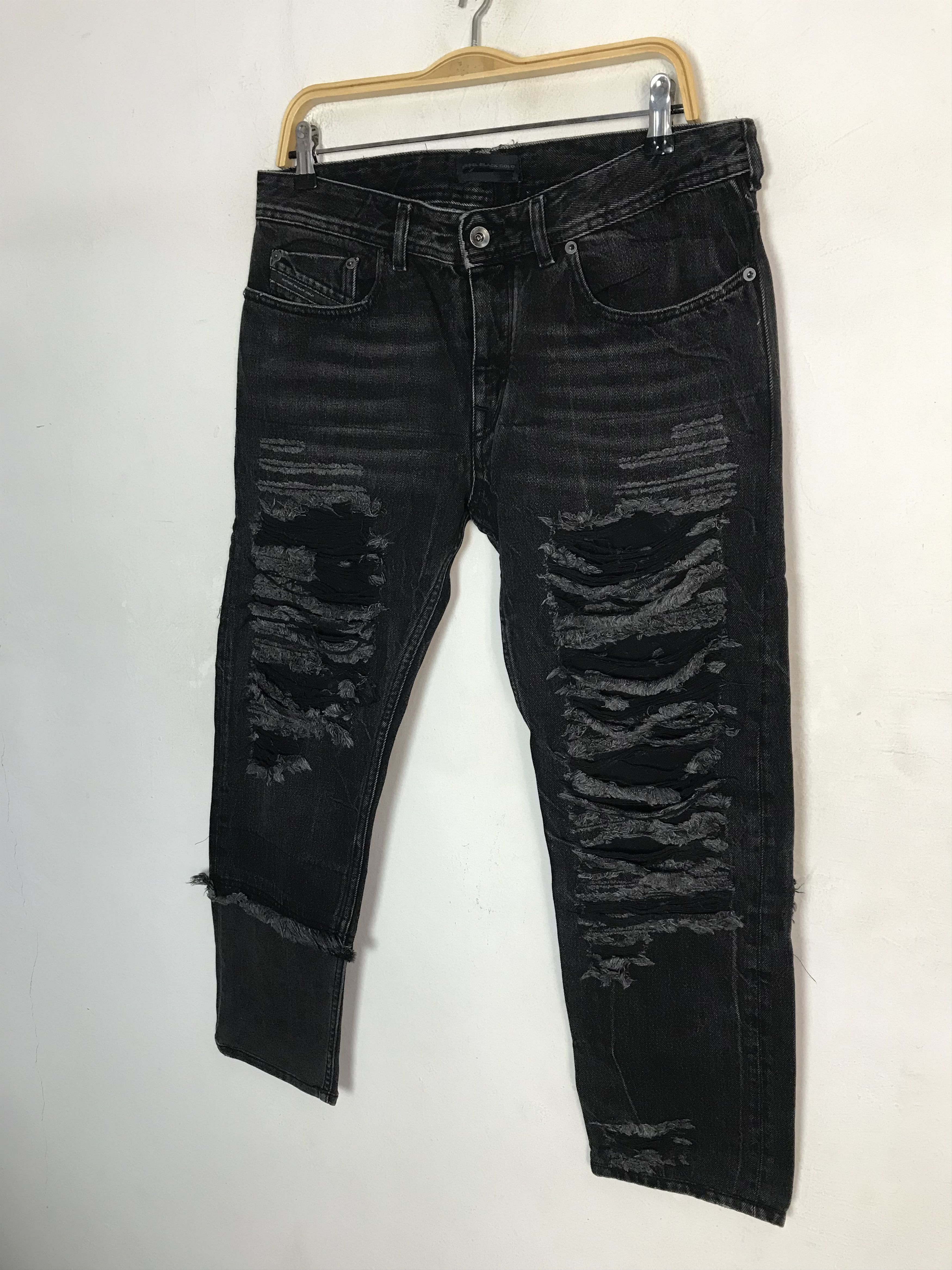 Diesel Diesel Black Gold Denim Black Distressed Denim Skinny Cut Size US 34 / EU 50 - 4 Thumbnail