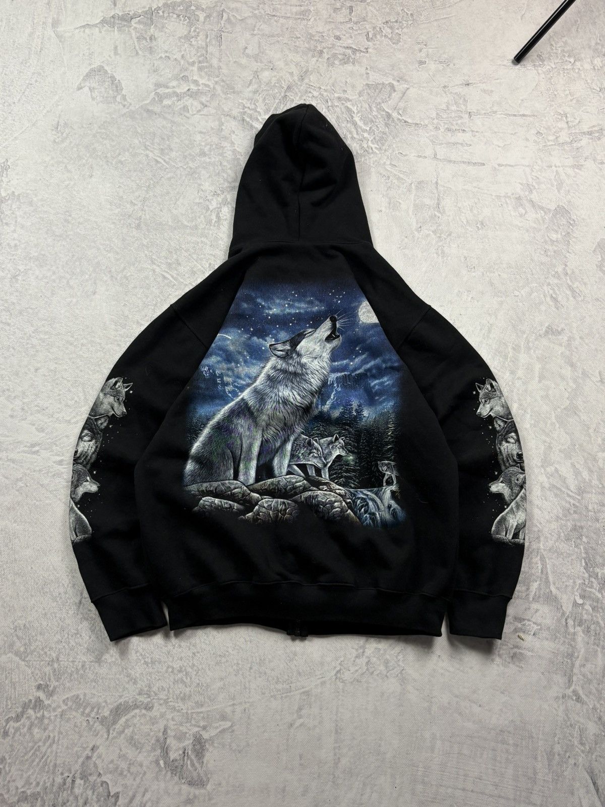 Japanese Brand Vintage Wolf ZIP hoodie rap hip-hop retro wide loose baggy Size US L / EU 52-54 / 3 - 1 Thumbnail