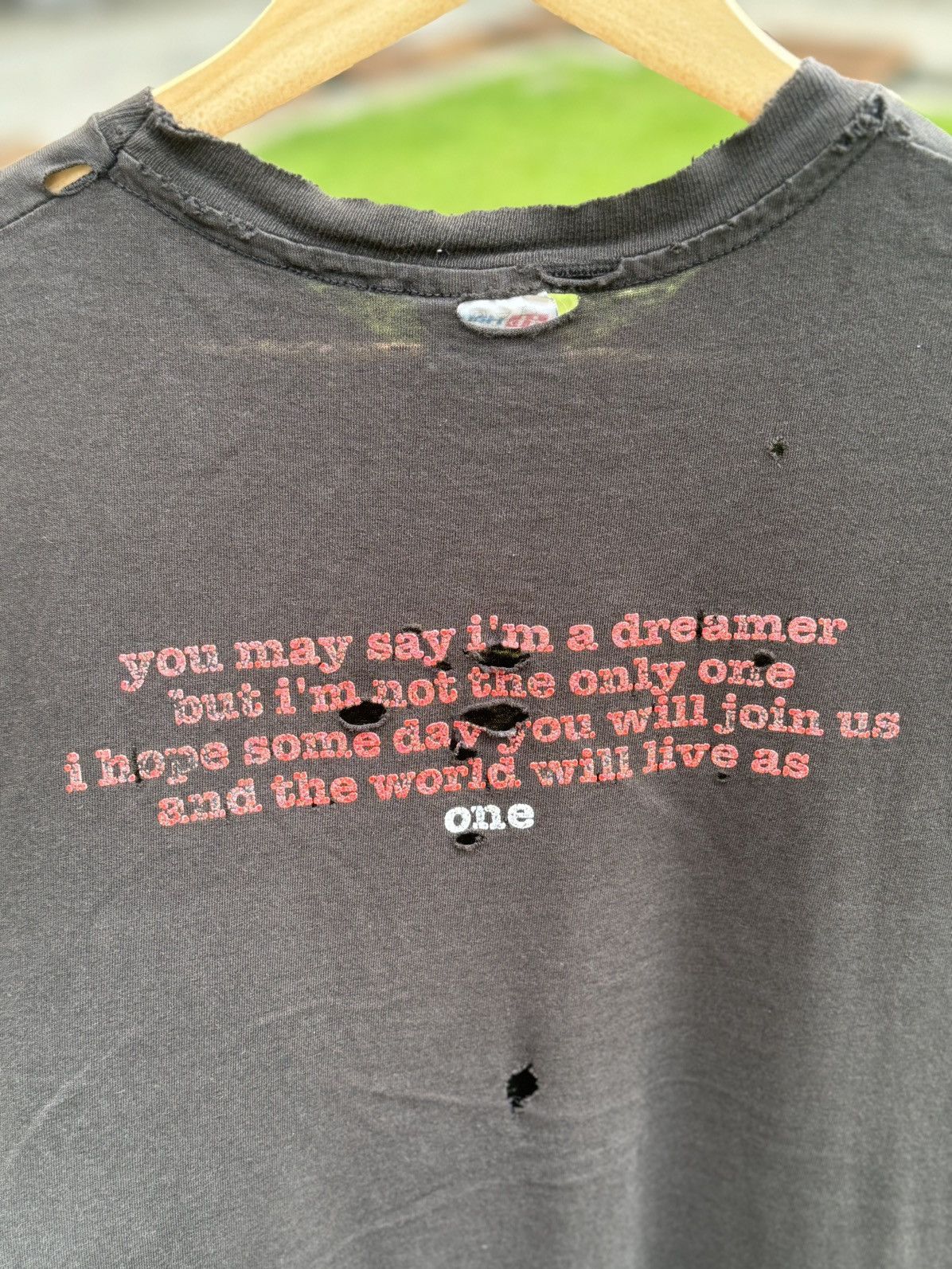 Band Tees × Fadeless × Vintage Vintage Super Thrashed 90s John Lennon Black Dreamer tees Size US XL / EU 56 / 4 - 8 Thumbnail