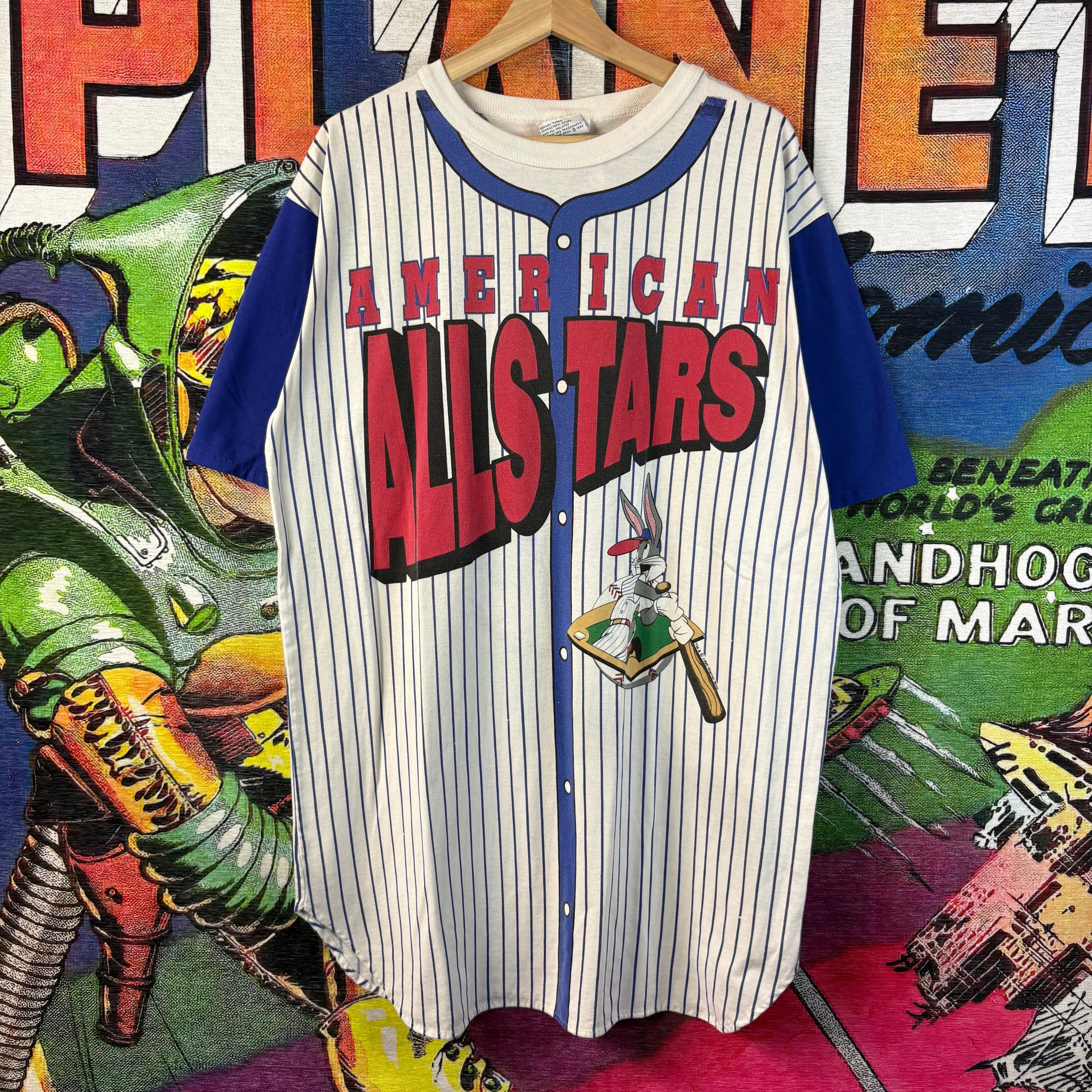 Warner Bros Vintage 90s "American All Stars" Bugs Bunny Baseball Jersey Size US XL / EU 56 / 4 - 1 Thumbnail