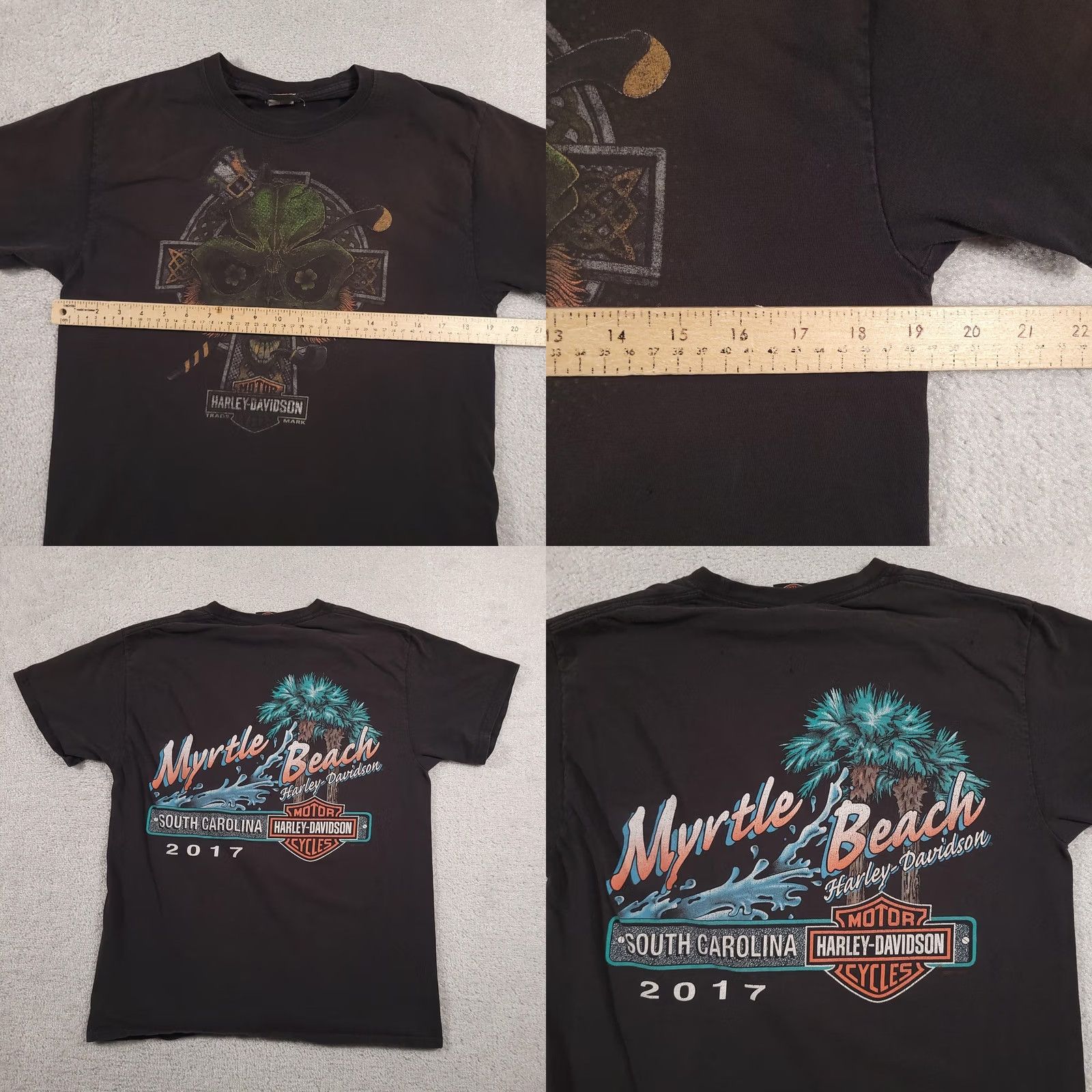 Harley Davidson Harley-Davidson Shirt Mens M Black Irish Skull St Patrick Myrtle Beach 2017 Graphic Print Short Sleeve Crew Neck Black Cotton 2017 Size US M / EU 48-50 / 2 - 10 Thumbnail