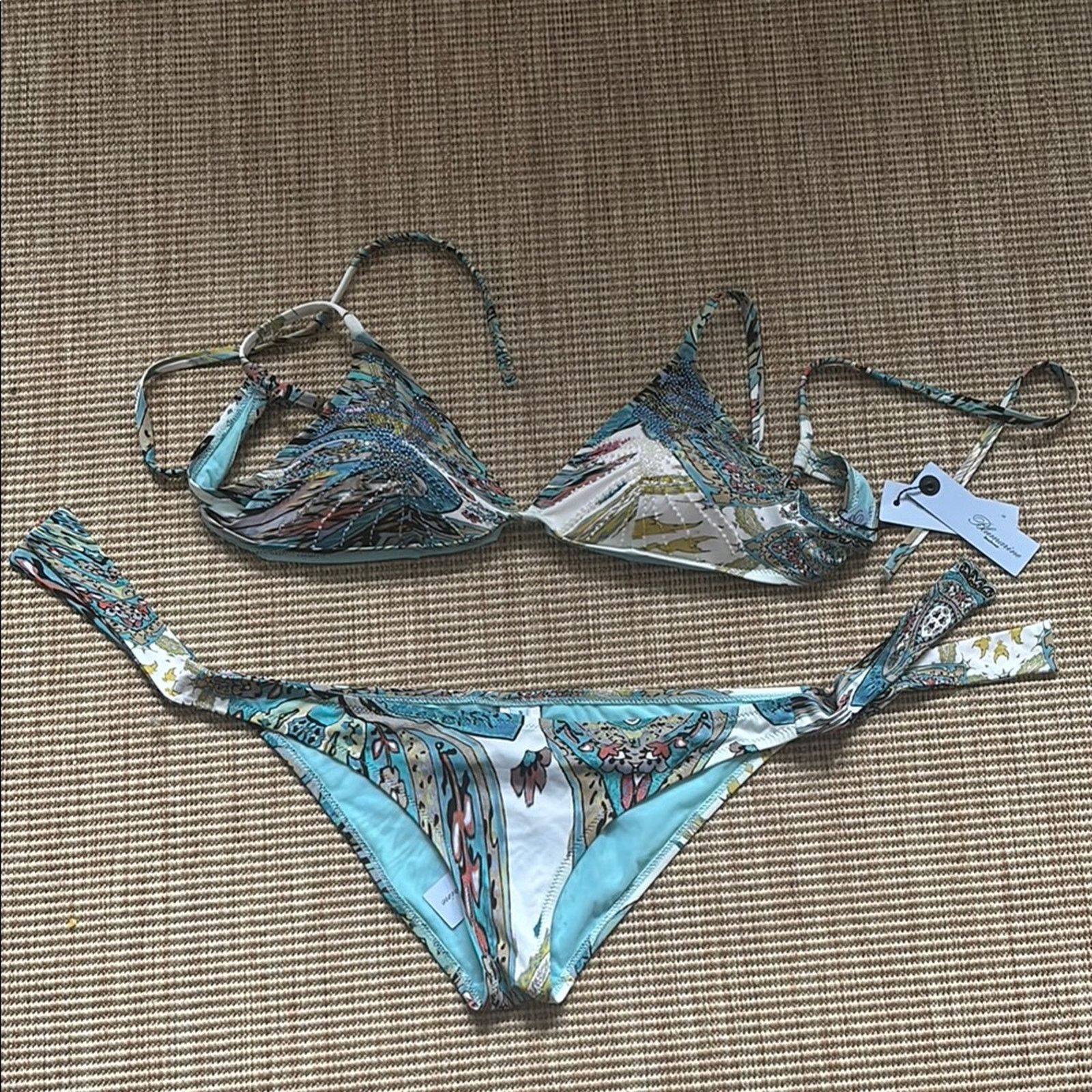 Blumarine NWT Blumarine turquoise Bikini yellow blue beads Set M Size ONE SIZE - 1 Thumbnail