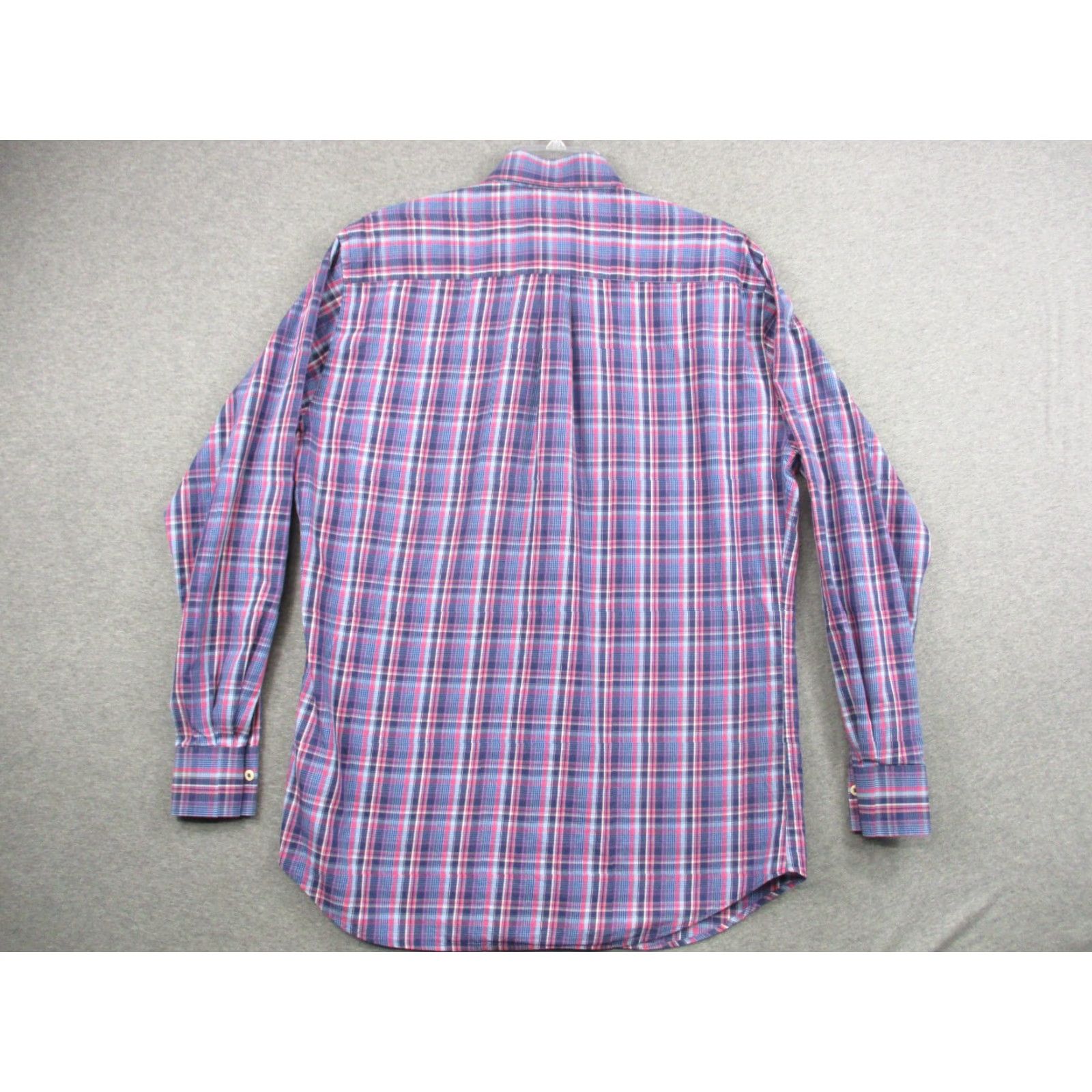 Peter Millar Peter Millar Dress Shirt Large Men Cotton Long Sleeve Blue Plaid Check Shirt Size 42R - 7 Thumbnail