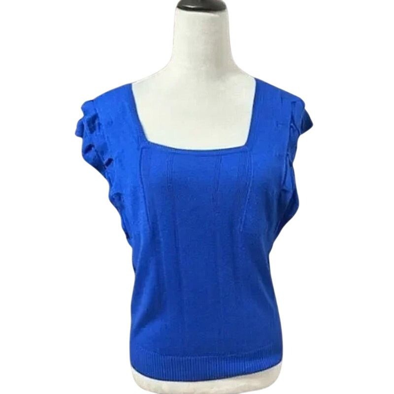 Other Attention Ruffled Sleeve Sweater Square Neck Blue Women's L Size L / US 10 / IT 46 - 1 Thumbnail