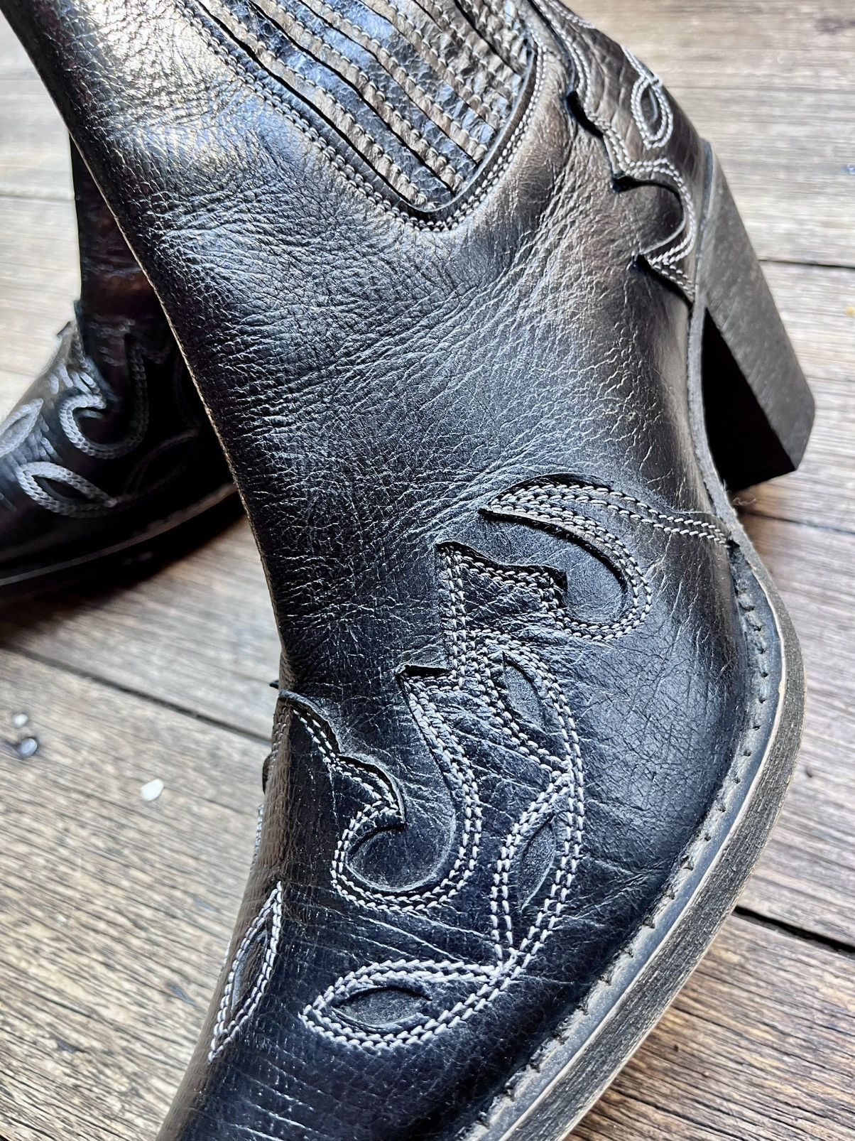 Free People Free People Black Western Ankle Boots Leather Cowboy Booties Size US 9 / IT 39 - 4 Thumbnail