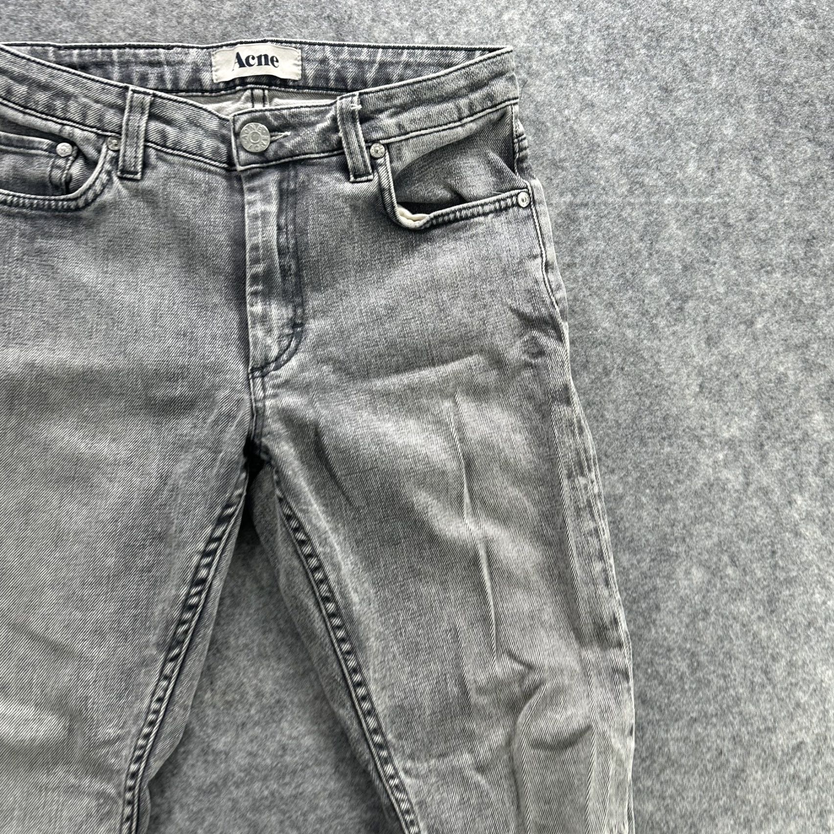 Vintage Acne Jeans Womens 27 Gray High Rise Distressed Skinny Raw Hem Rip Knee Denim Slim 100% Cotton Jeans Womens Size 27" / US 4 / IT 40 - 4 Thumbnail
