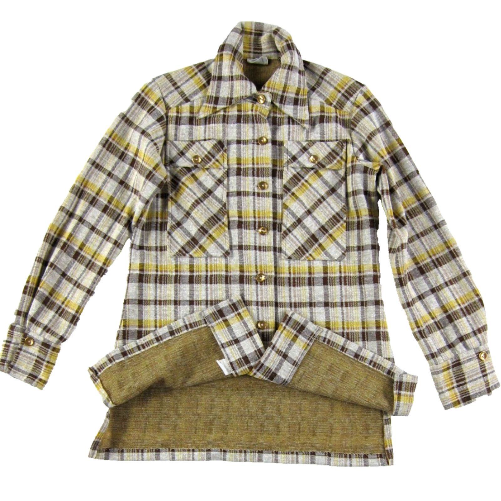 Vintage VINTAGE Paddle & Saddle Brown Yellow Plaid Button Up Long Sleeve Blouse Small Size S / US 4 / IT 40 - 5 Thumbnail