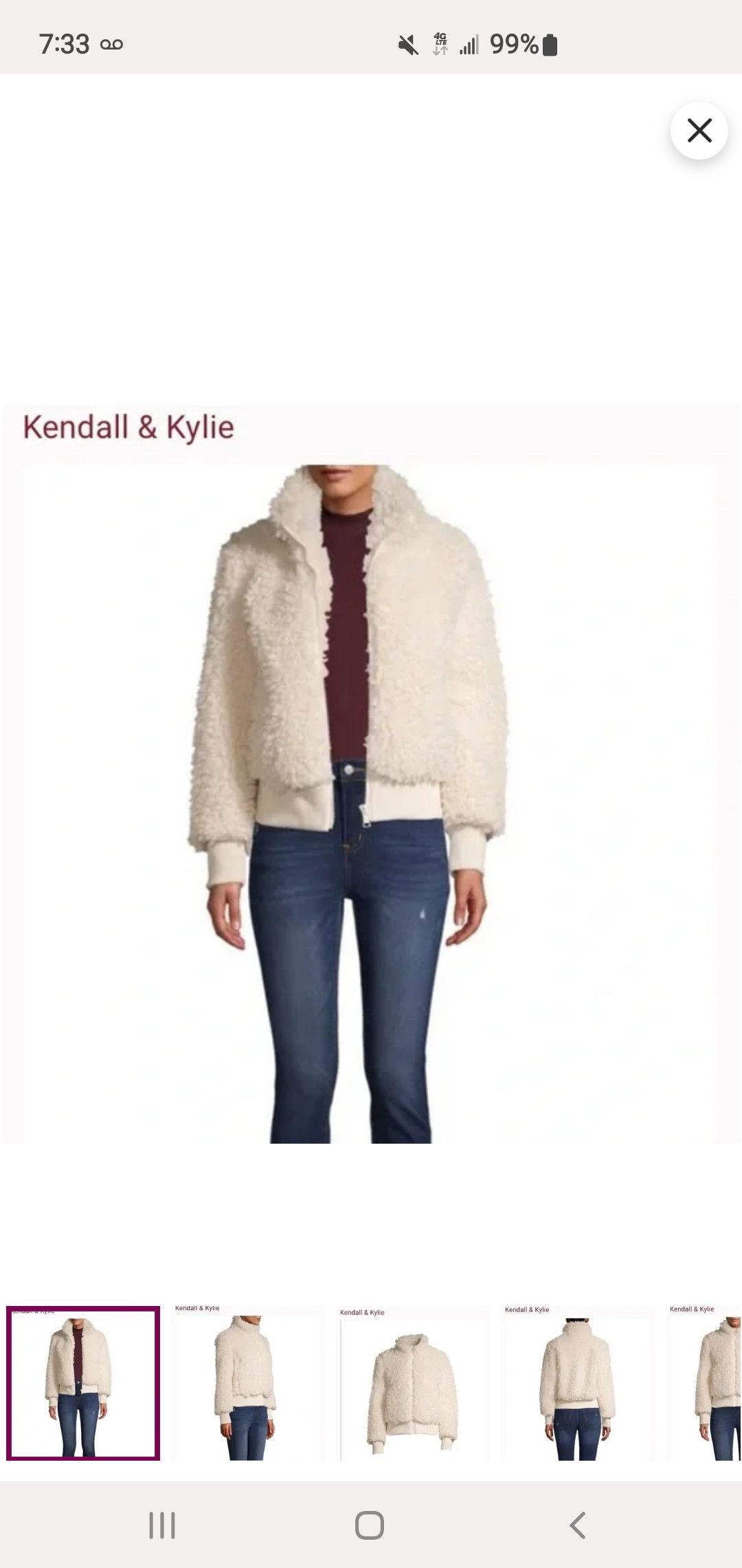 Kendall And Kylie Kendall & Kylie Y2K cream colored zip up sherpa teddy coat Size L / US 10 / IT 46 - 13 Thumbnail
