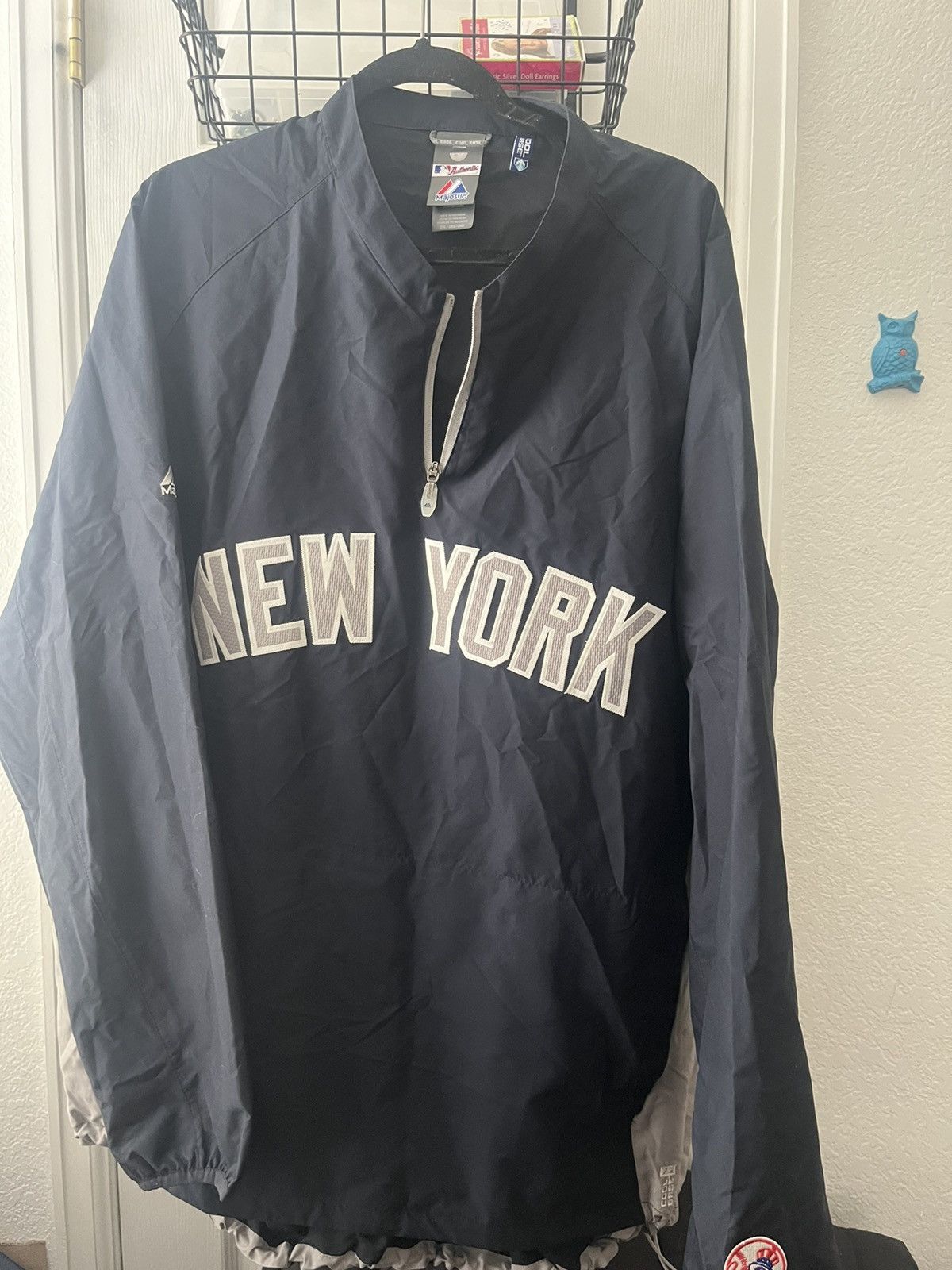 image of Vintage Majestic New York Yankees Pullover in Navy, Men's (Size 2XL)