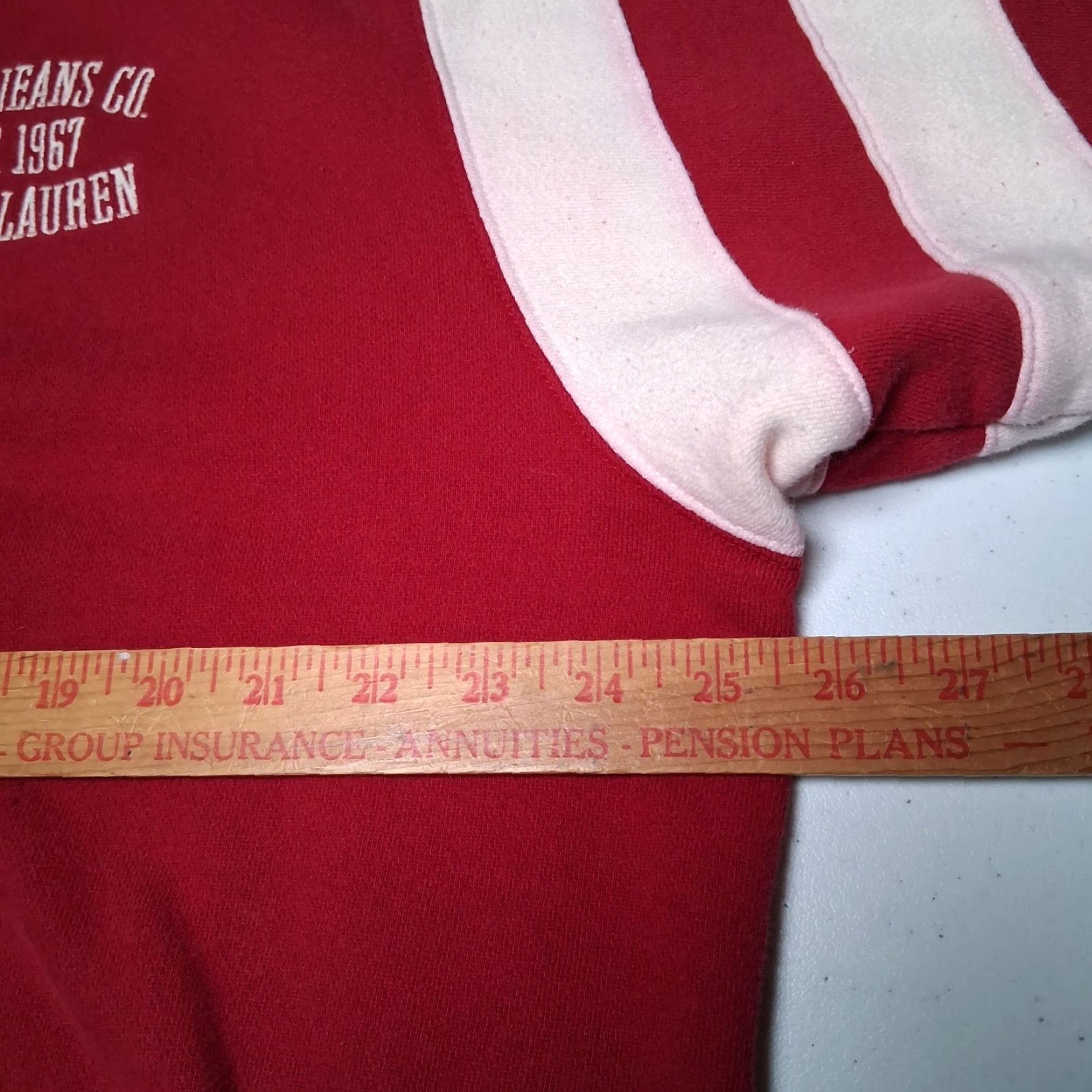 Vintage Vintage Ralph Lauren Polo Jeans Sweatshirt Men Large Red Pullover 1/4 Zip Readable Red Blue? Size US L / EU 52-54 / 3 - 4 Thumbnail
