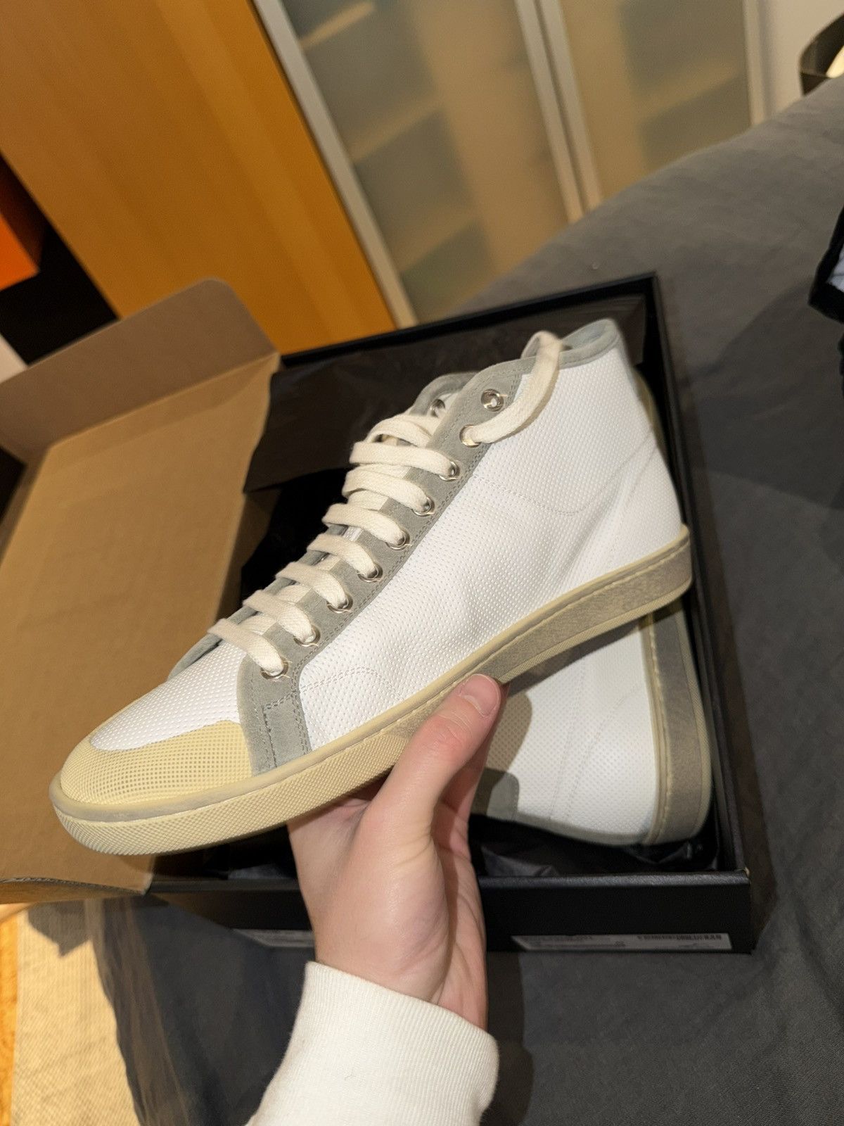 Saint Laurent Paris 🔥 Saint Laurent Paris SL39 Mid Top Size 42 – Blanc Optique 🔥 Size US 9 / EU 42 - 10 Thumbnail