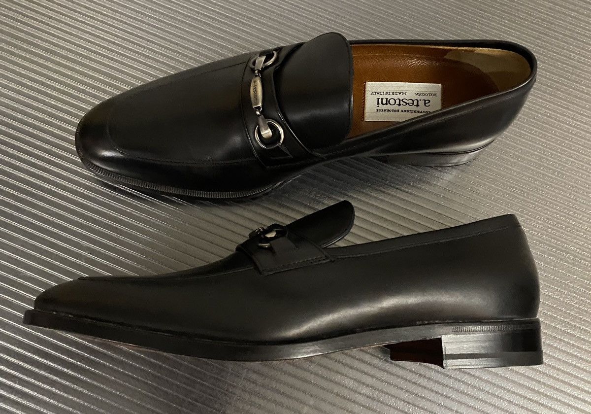Testoni a.testoni 🇮🇹 black calf leather metal vamp moccasin 9 NEW Size US 9 / EU 42 - 8 Thumbnail