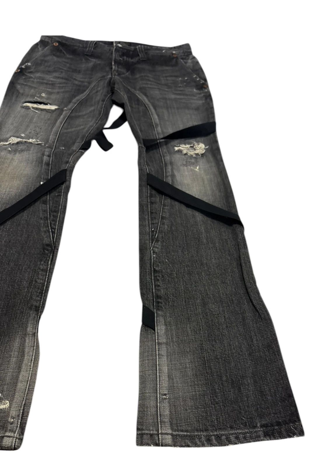 Izreel  Kazuhiro Takakura Izreel Kazuhiro Takakura grey bondage distressed denim jeans Size US 31 - 3 Thumbnail