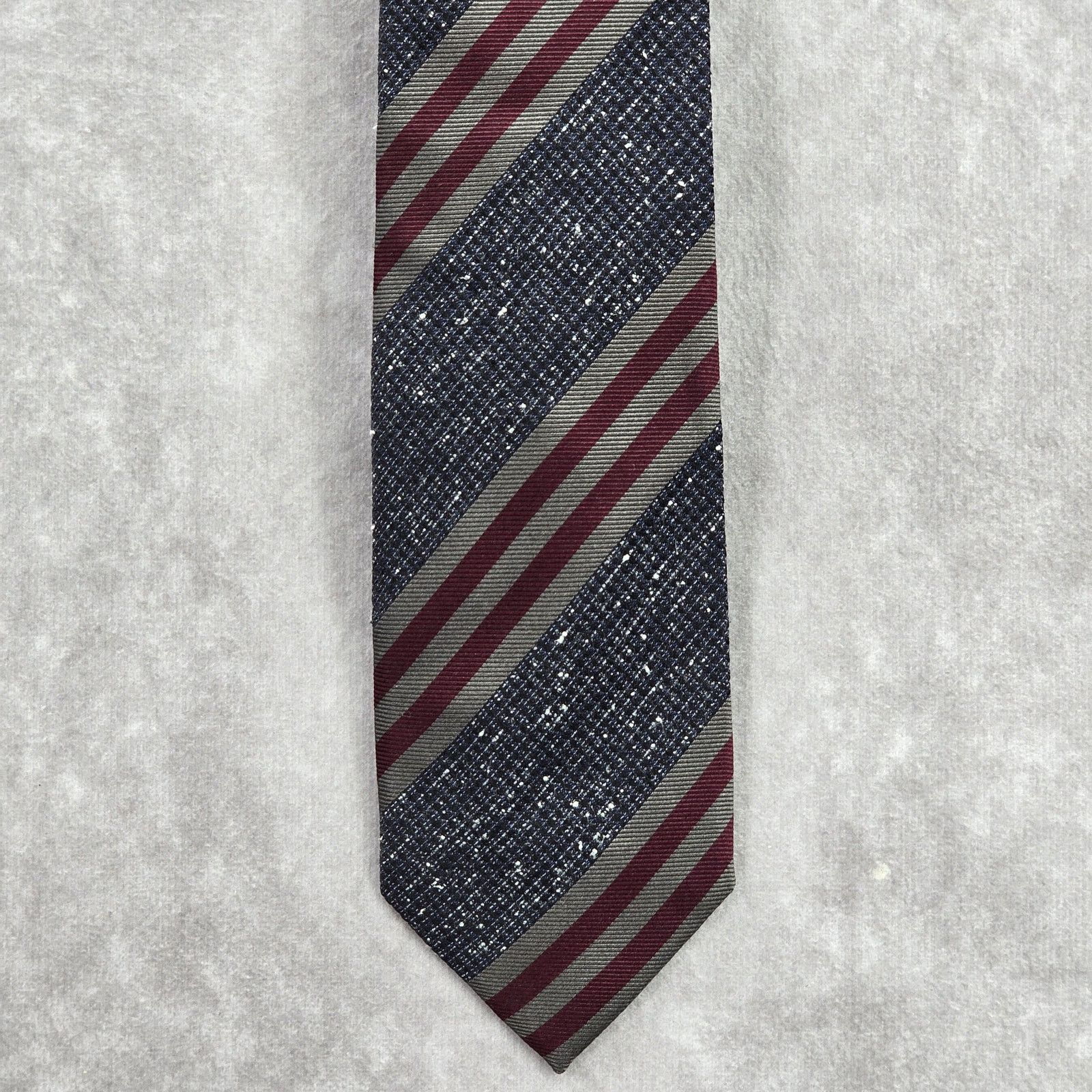 Strellson Strellson Gray Blue Stripe 100% Silk Italy Stripe Neck Tie Size 30 - 1 Thumbnail