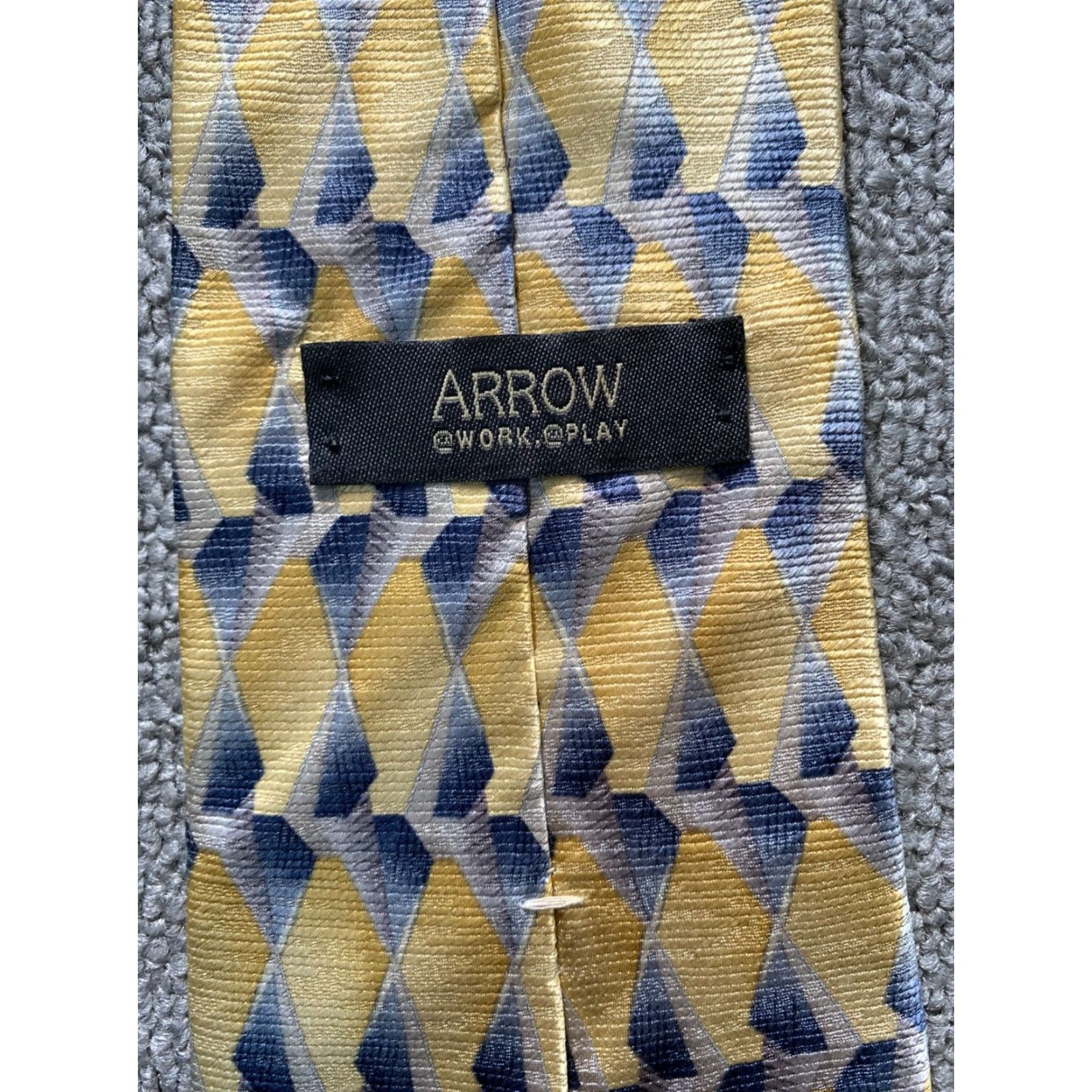 Arrow Arrow Silk Tie Necktie Mens Yellow Blue Classic Width Silk 100% Arrow Tie Size ONE SIZE - 3 Thumbnail