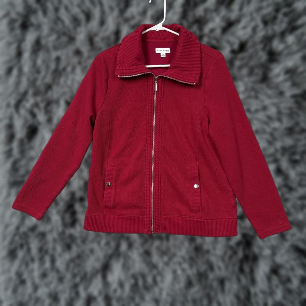 Vintage Studio Works Cardigan Sweater Womens PXL Petite Red Full Zip Coastal Grandmacore Shirt? Size XL / US 12-14 / IT 48-50 - 1 Thumbnail