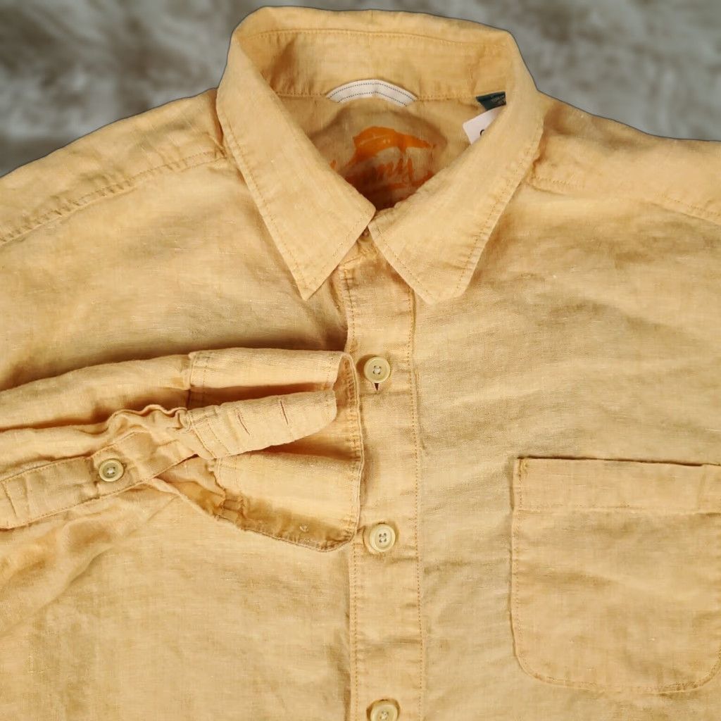 VINTAGE Tommy Bahama Linen Shirt Mens Large Long Sleeve Button-Up