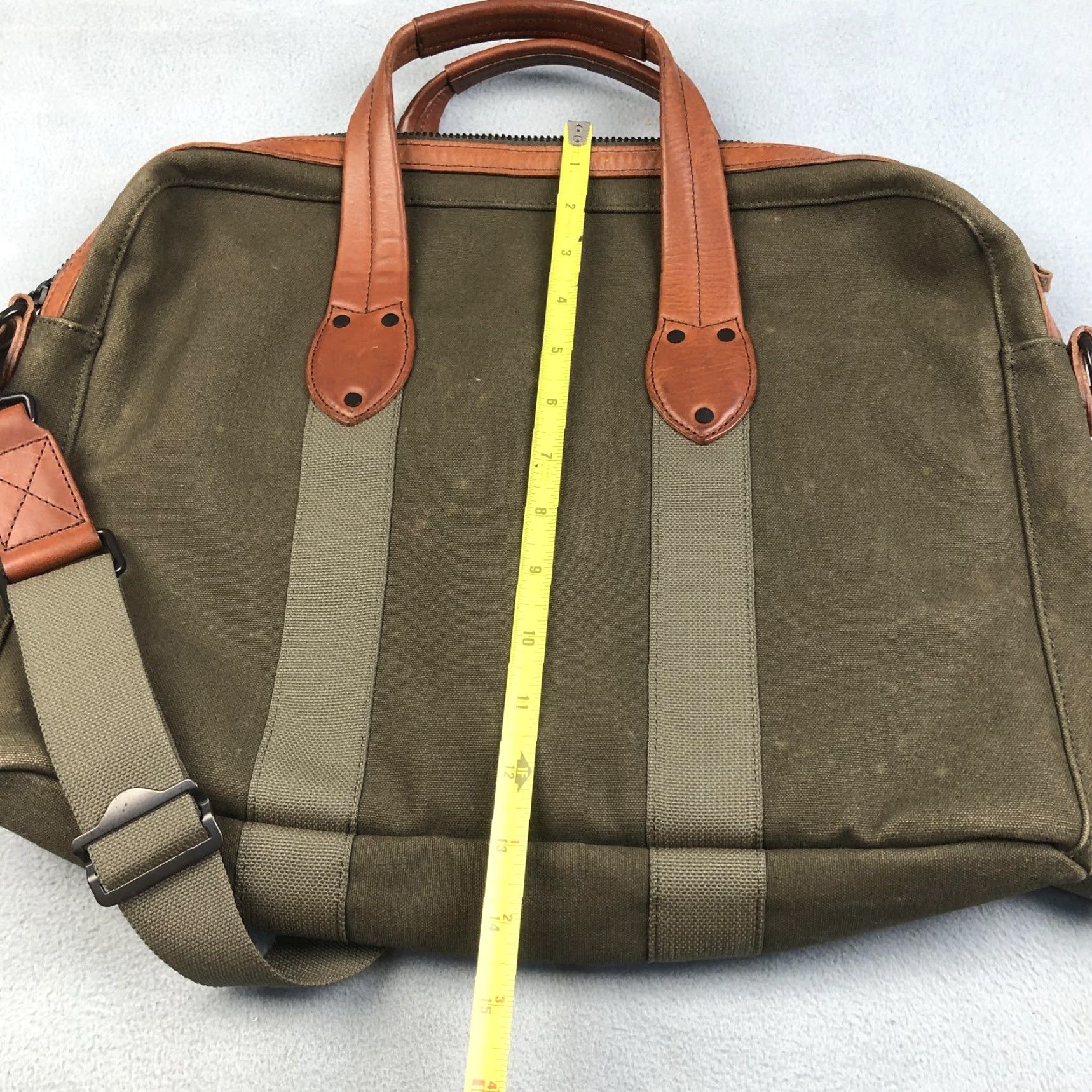 Rag & Bone Rag & Bone Bag Mens Green Derby Canvas Leather Messenger Satchel Crossbody Bag Size ONE SIZE - 7 Thumbnail