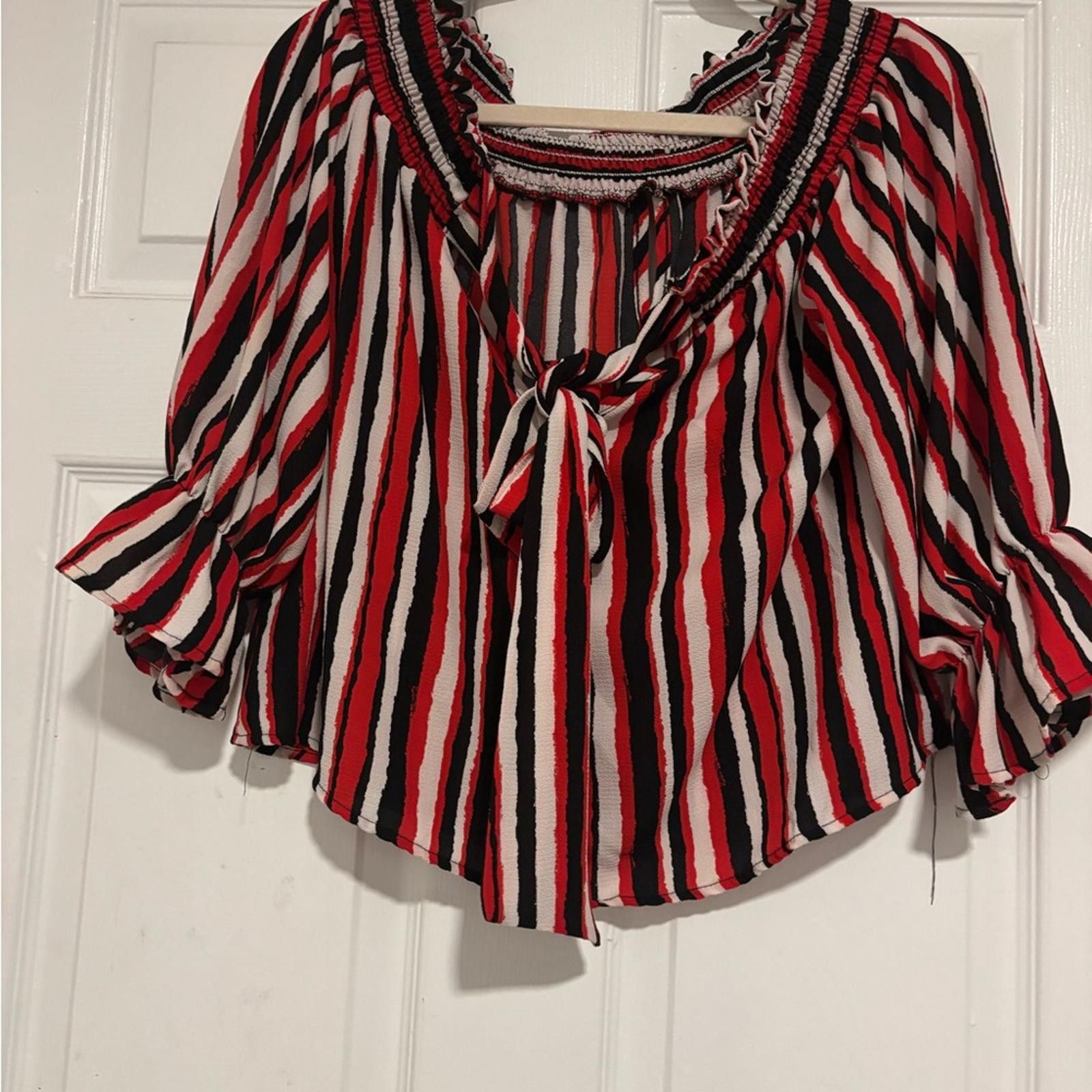 Other Striped Red and Black Blouse Size XL / US 12-14 / IT 48-50 - 4 Thumbnail