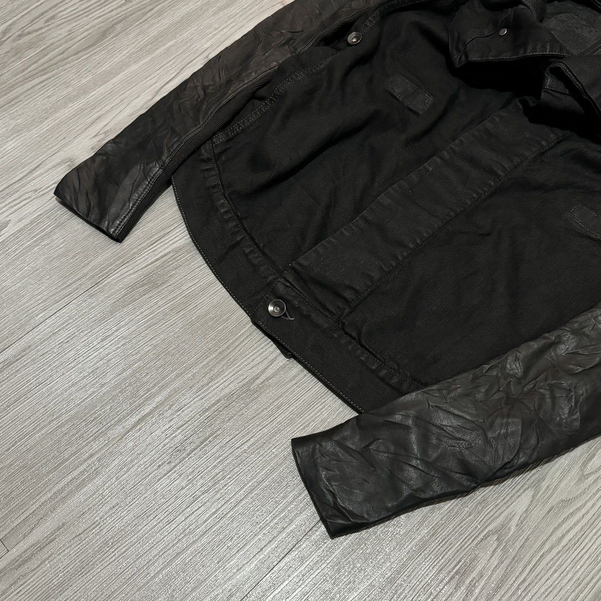 Rick Owens Rick Owens Black Hybrid Leather Slave jacket Size XS / US 0-2 / IT 36-38 - 4 Thumbnail