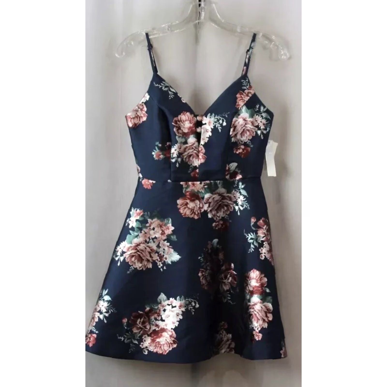 Vintage Speechless Dress Women's V-Neck Midi Floral Navy Pink Blue 1 NWT Size XS / US 0-2 / IT 36-38 - 2 Thumbnail