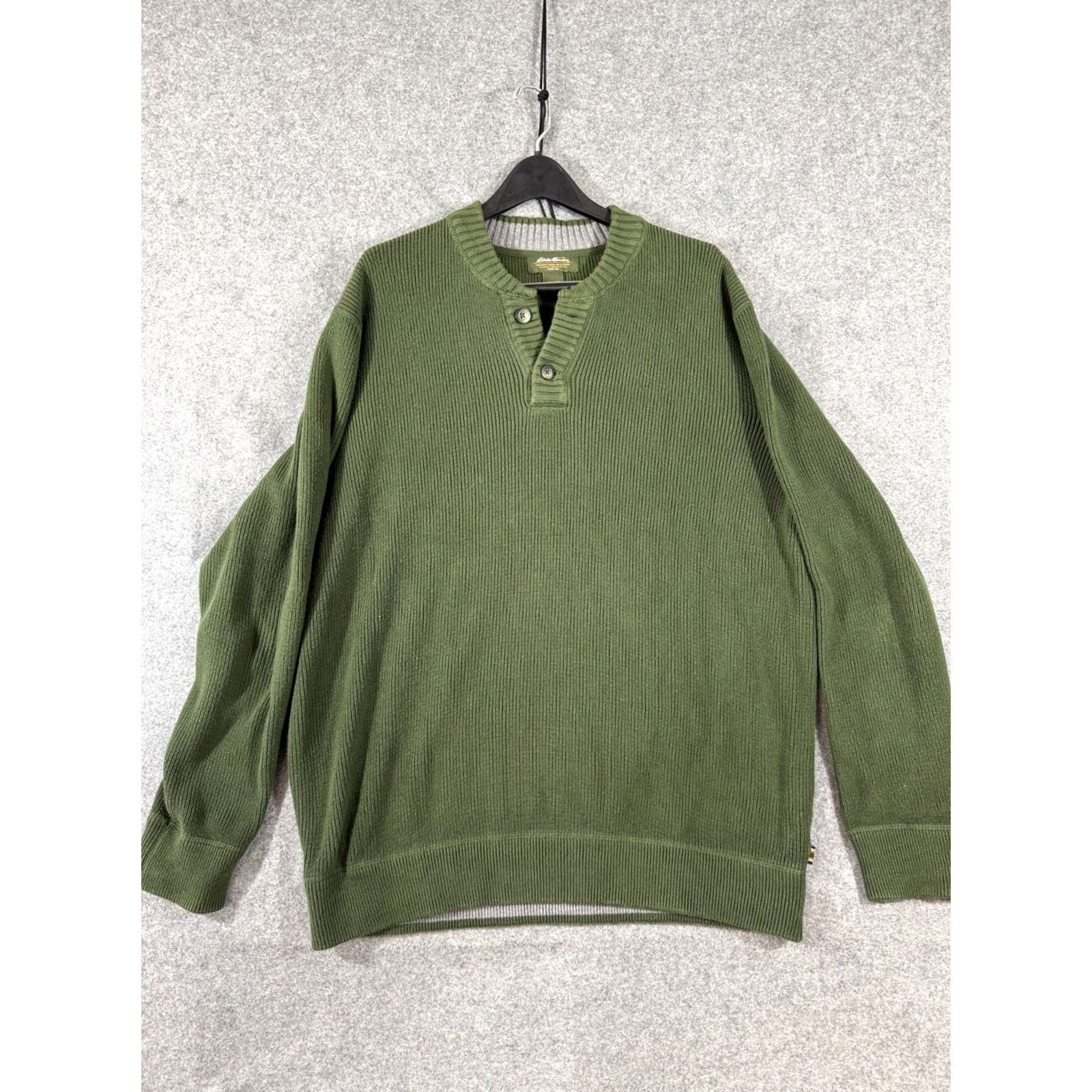 Eddie Bauer VINTAGE? Eddie Bauer Heavy Henley Sweater Mens XL Tall Green Ribbed Knit Pullover Outdoor Size US XL / EU 56 / 4 - 3 Thumbnail