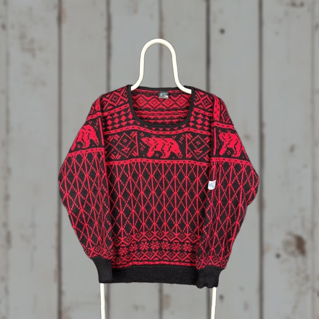 Dale Of Norway Dale of Norway Womens Sweater Red Wool Fair Isle Long Sleeve Crew Neck Pullover Knit Casual Outdoor Classic Travel Womens Size ONE SIZE - 1 Thumbnail