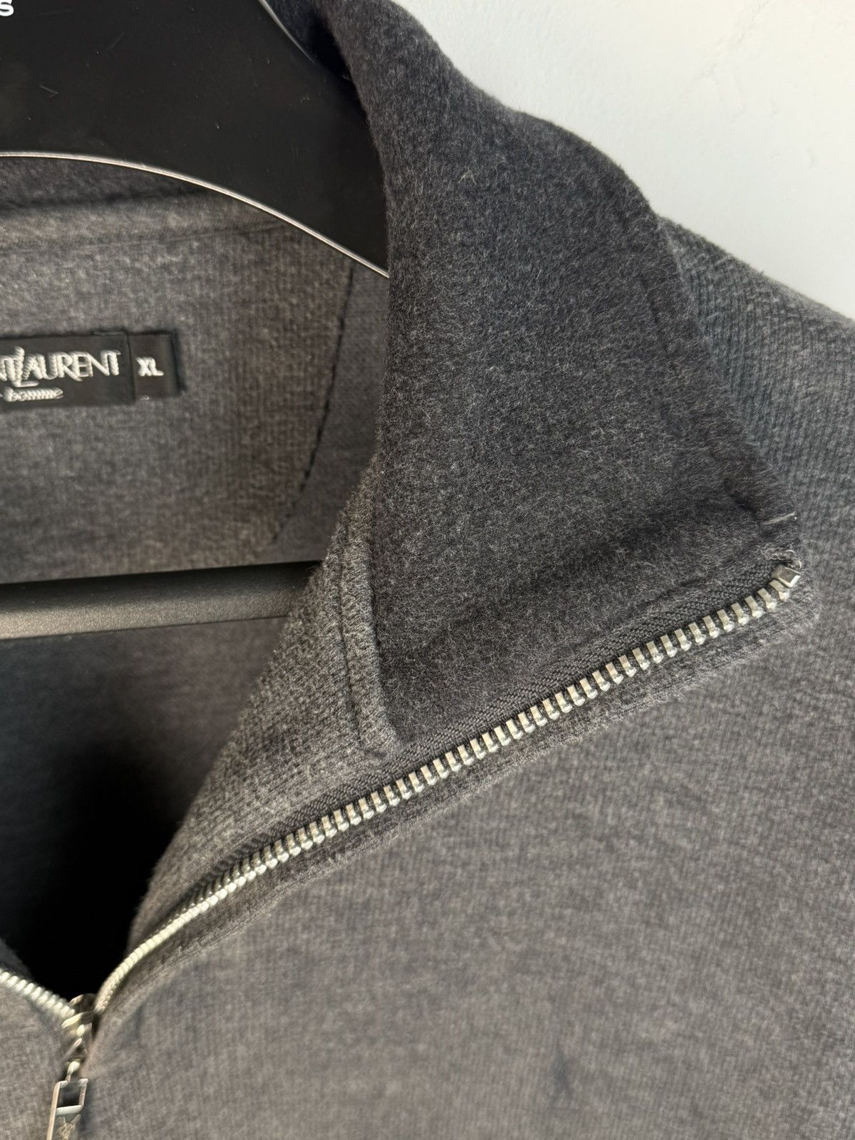 Yves Saint Laurent 90s YSL Sweatshirt 1/4 Quarter Zip Grey Vintage Sweater Size US XL / EU 56 / 4 - 13 Thumbnail