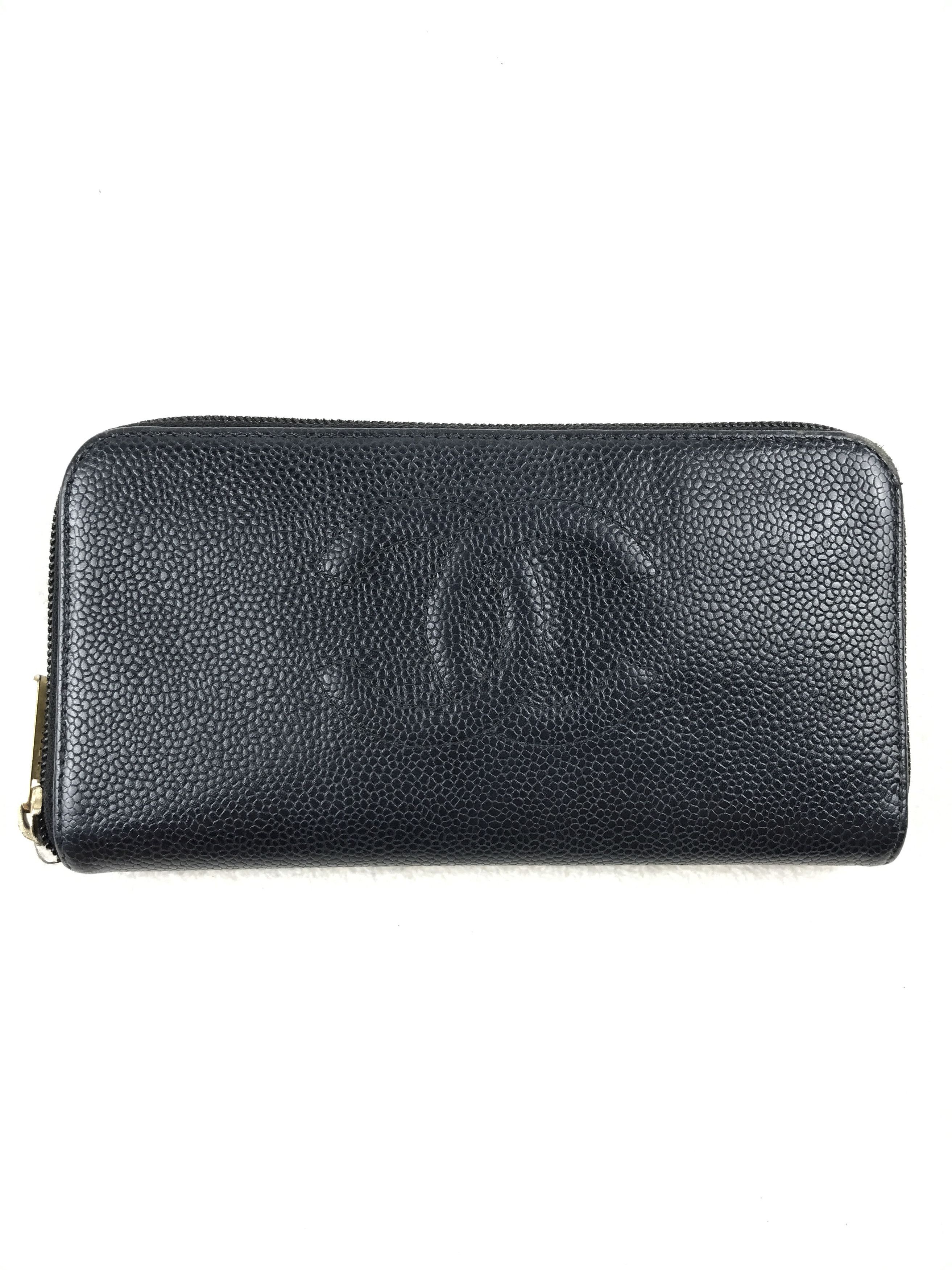 Chanel Vintage Chanel Black Caviar CC Logo Zip Around Long Wallet Size ONE SIZE - 1 Thumbnail