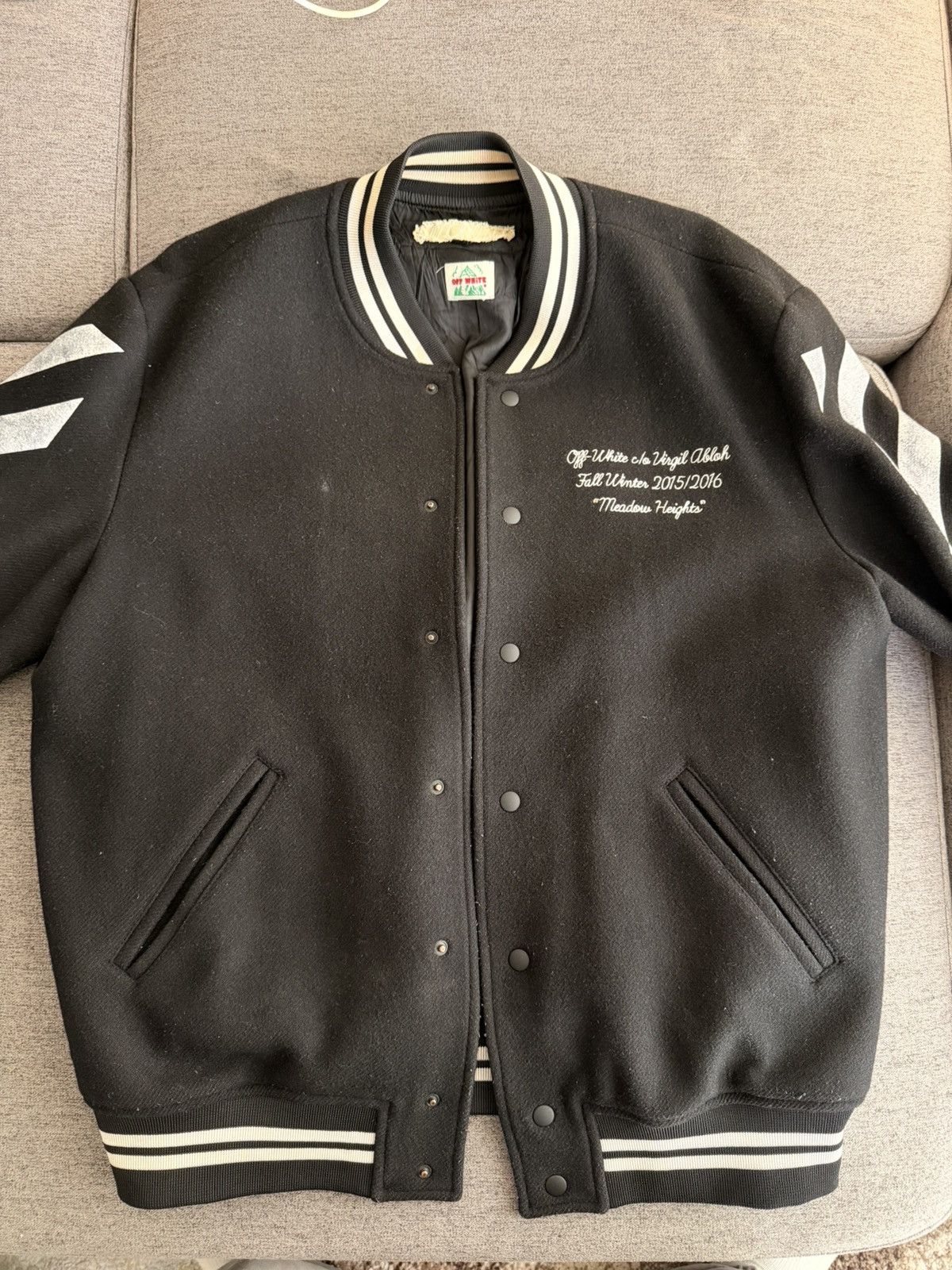 Off-White Off-White Striped Varsity Jacket Size US L / EU 52-54 / 3 - 1 Thumbnail