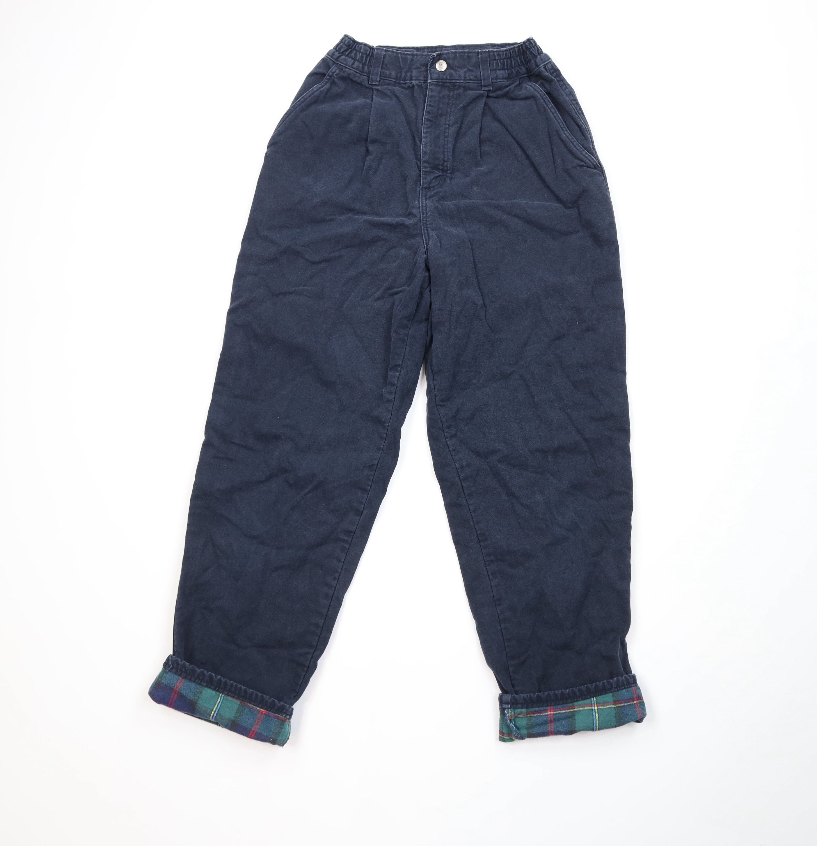 L.L. Bean Vintage 90s LL Bean Flannel Lined Canvas Pants Navy Blue USA Size 27" / US 4 / IT 40 - 1 Thumbnail