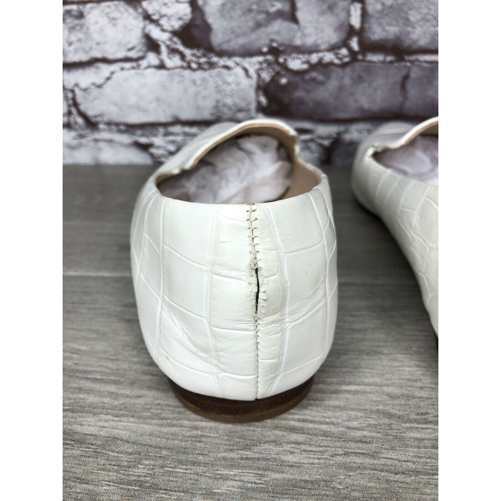 Veronica Beard Veronica Beard Griffin White Leather Croc Embossed Loafer Fl Size US 9.5 / IT 39.5 - 5 Thumbnail