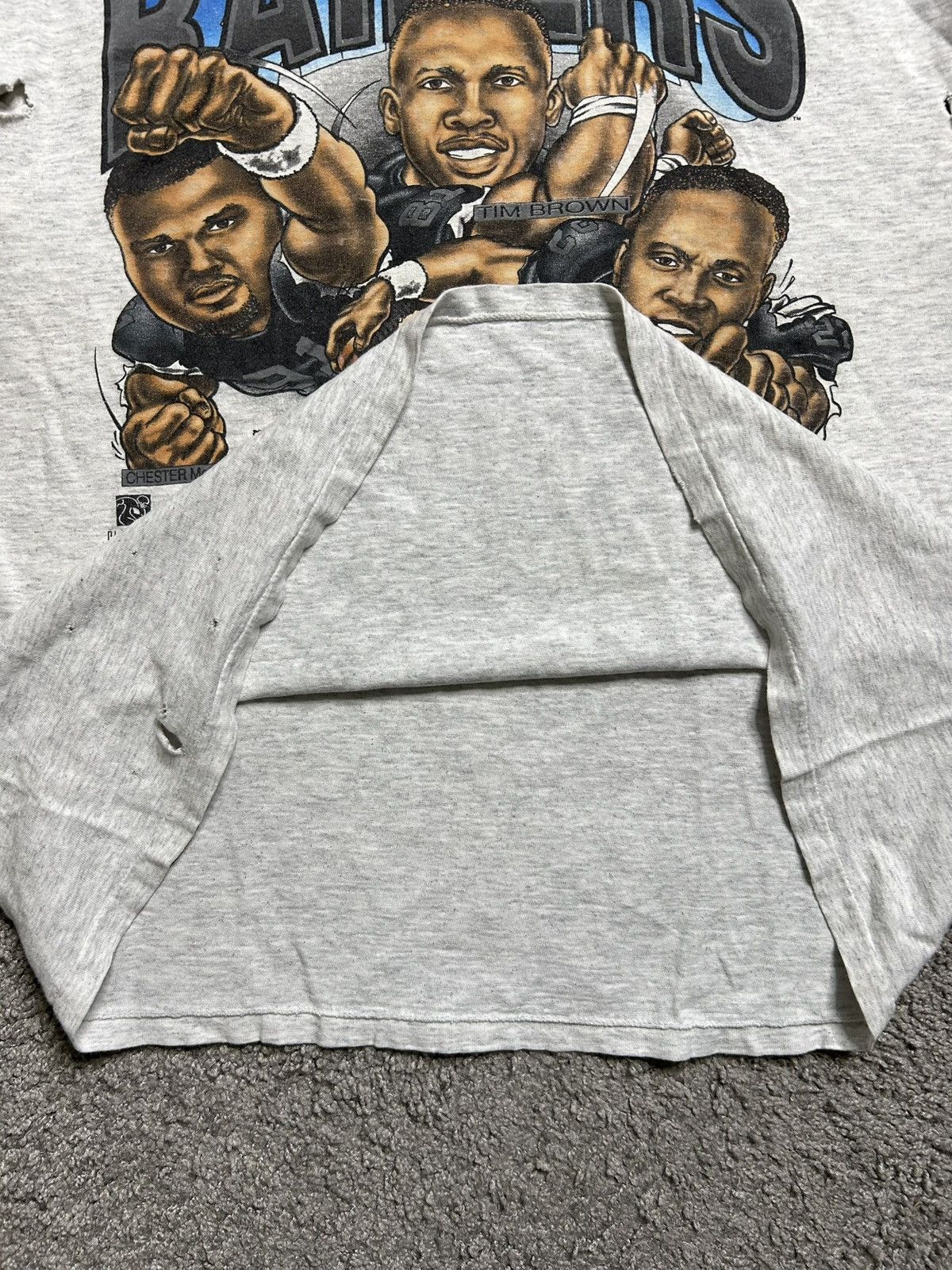 Vintage Vintage 90s Oakland Raiders Wrecking Crew Tee Caricature Size US XL / EU 56 / 4 - 8 Thumbnail