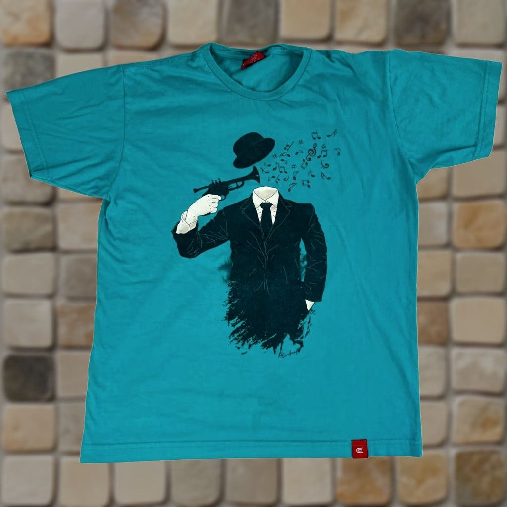Vintage Eikeel T-Shirt M Unisex Adults Crew Neck Short Sleeve Teal Graphic Print Vintage/Pre-owned Size US M / EU 48-50 / 2 - 1 Thumbnail