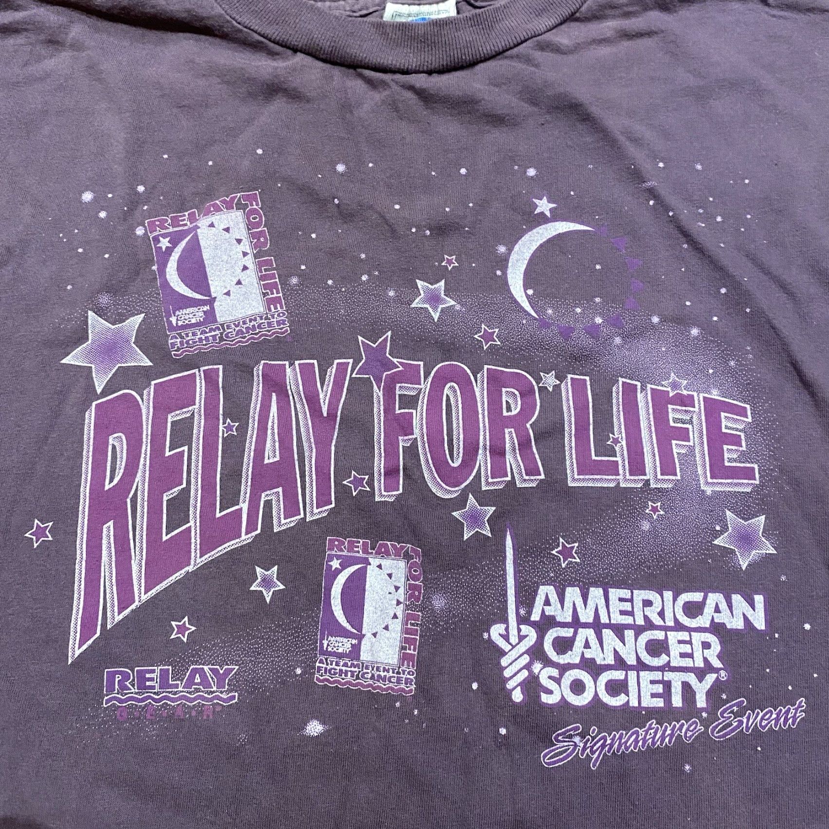 Alife VINTAGE Global Relay For Life American Cancer Society Shirt Faded Cute Purple Size Large Size US L / EU 52-54 / 3 - 2 Thumbnail