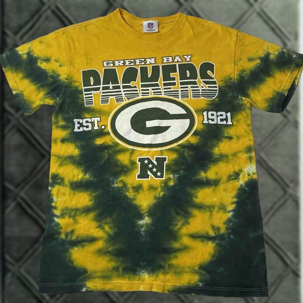 NFL VINTAGE Green Bay Packers Shirt Adult Medium Tie Dye NFL Team Apparel Green 90s Logo Football Shirt Mens Womens Unisex Adults Size US M / EU 48-50 / 2 - 1 Thumbnail