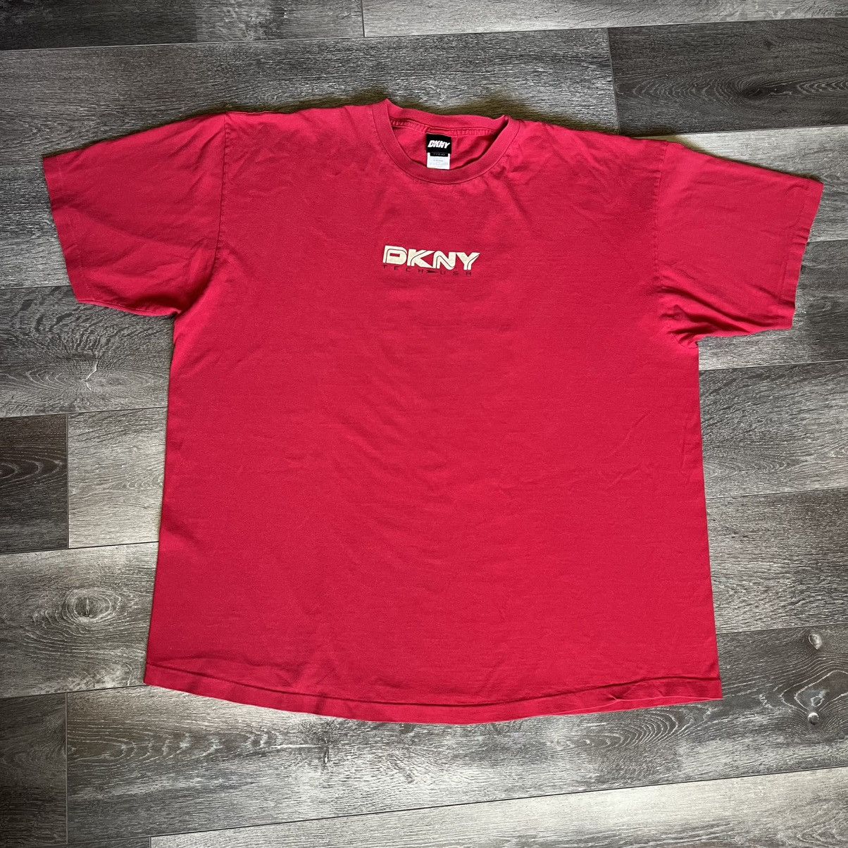 DKNY × Vintage Vintage 1990s DKNY Tech USA Cyber Graphic Logo T Shirt Skate Size US XXL / EU 58 / 5 - 2 Thumbnail