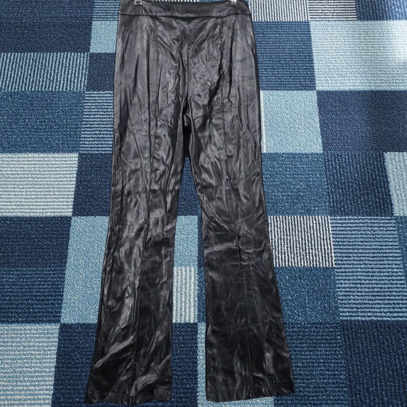 PRINCESS POLLY Princess Polly Pants Womens 4 Black PU Leather High Rise Flared Moto Pants Size 27" / US 4 / IT 40 - 1 Thumbnail