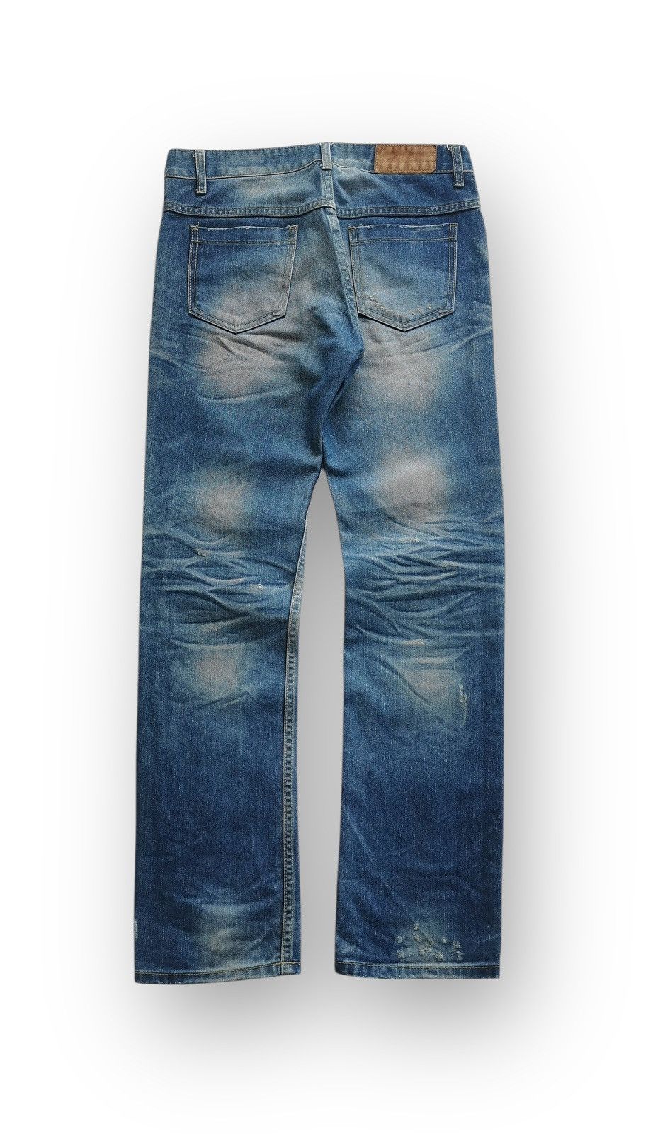 Vintage Blue Factory Washed Blue Distressed Denim Jeans Size US 30 / EU 46 - 6 Thumbnail