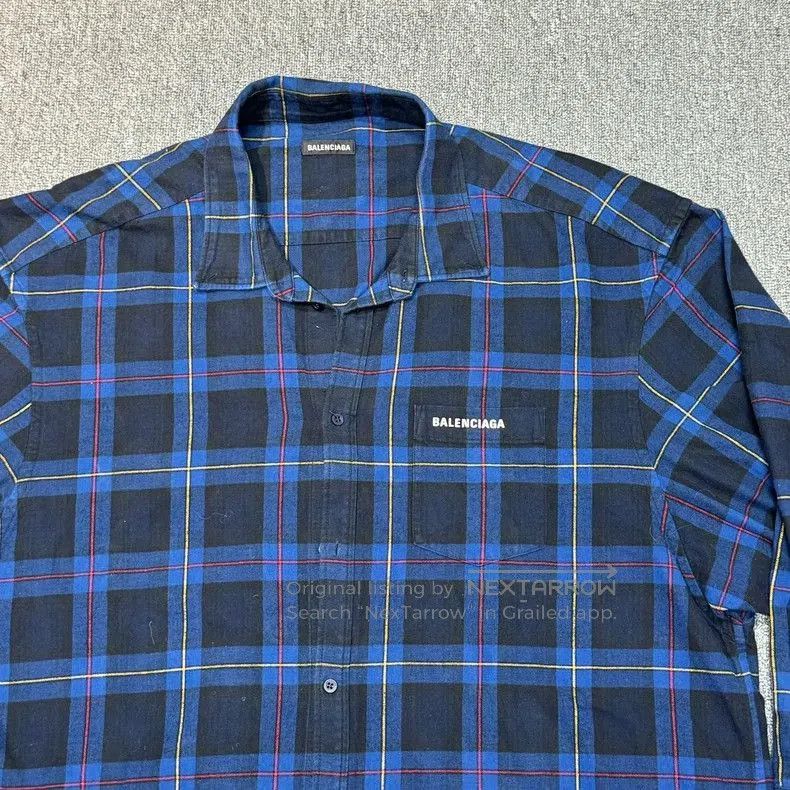 Balenciaga Balenciaga Blue Black Plaid Logo Shirt. Size US L / EU 52-54 / 3 - 3 Thumbnail