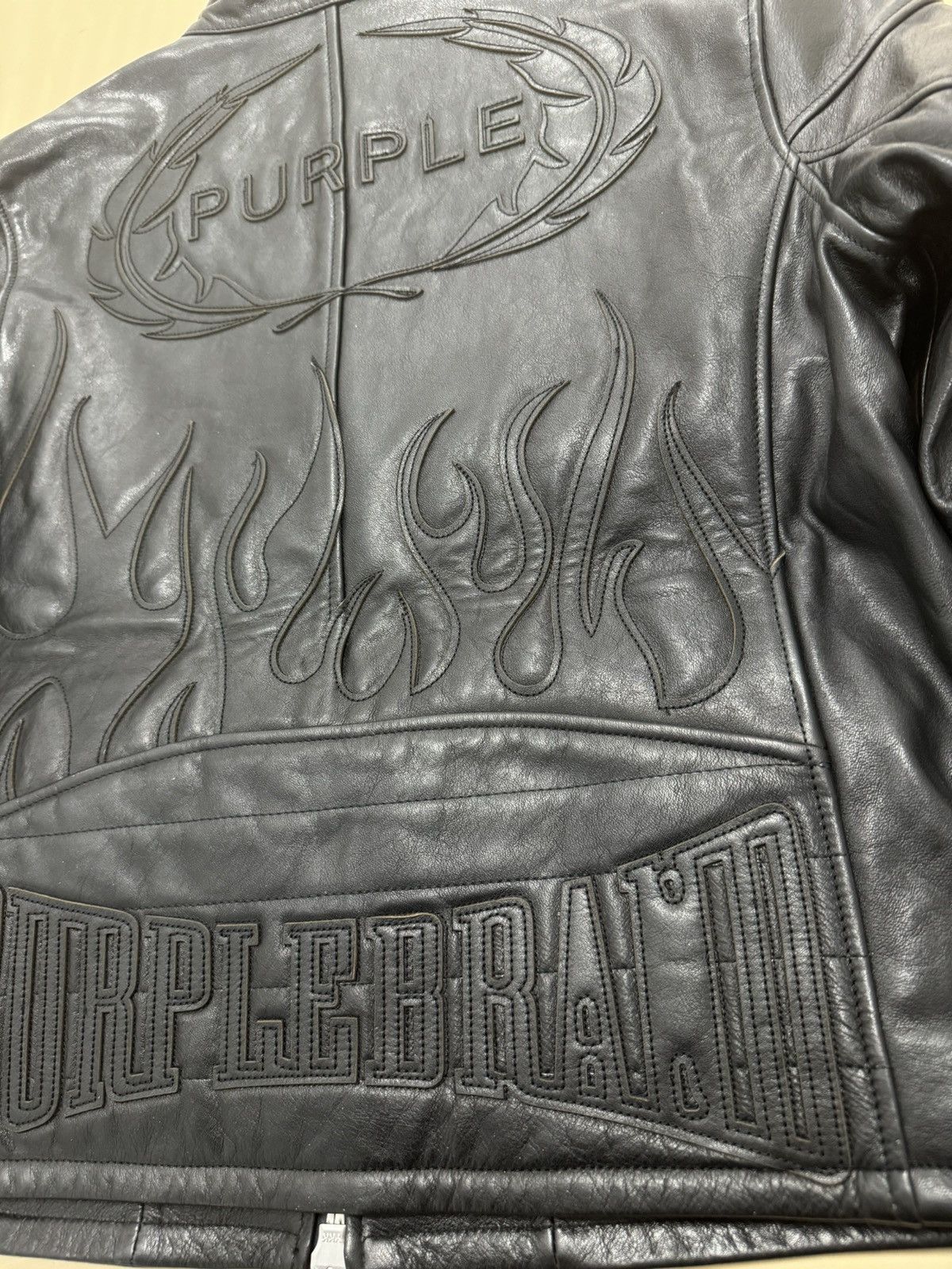 Purple Brand PURPLE Leather Zip Moto Jacket Black Size US M / EU 48-50 / 2 - 9 Thumbnail