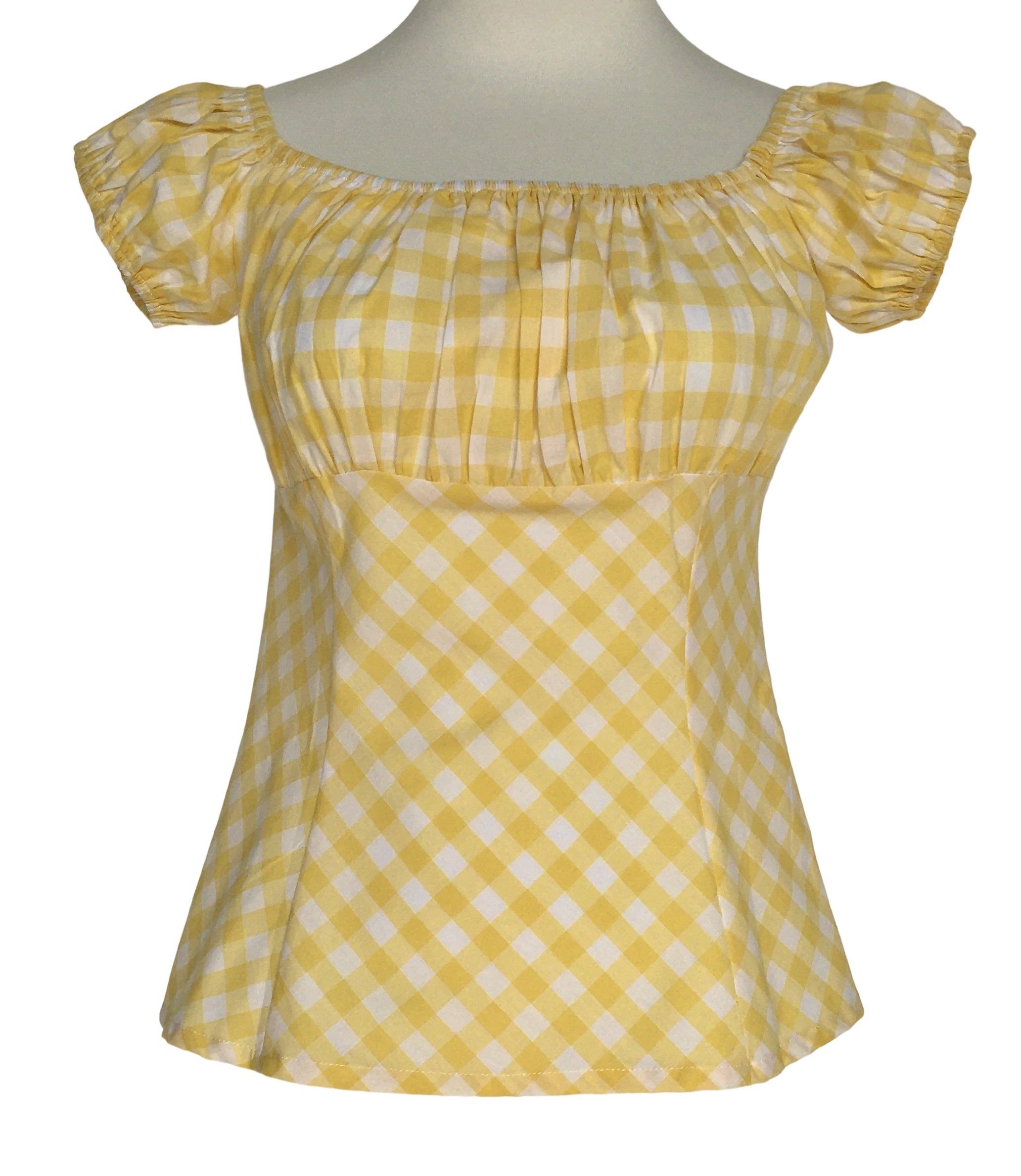 Other Women tops yellow and white check off shoulder slim fit Size XL / US 12-14 / IT 48-50 - 1 Thumbnail