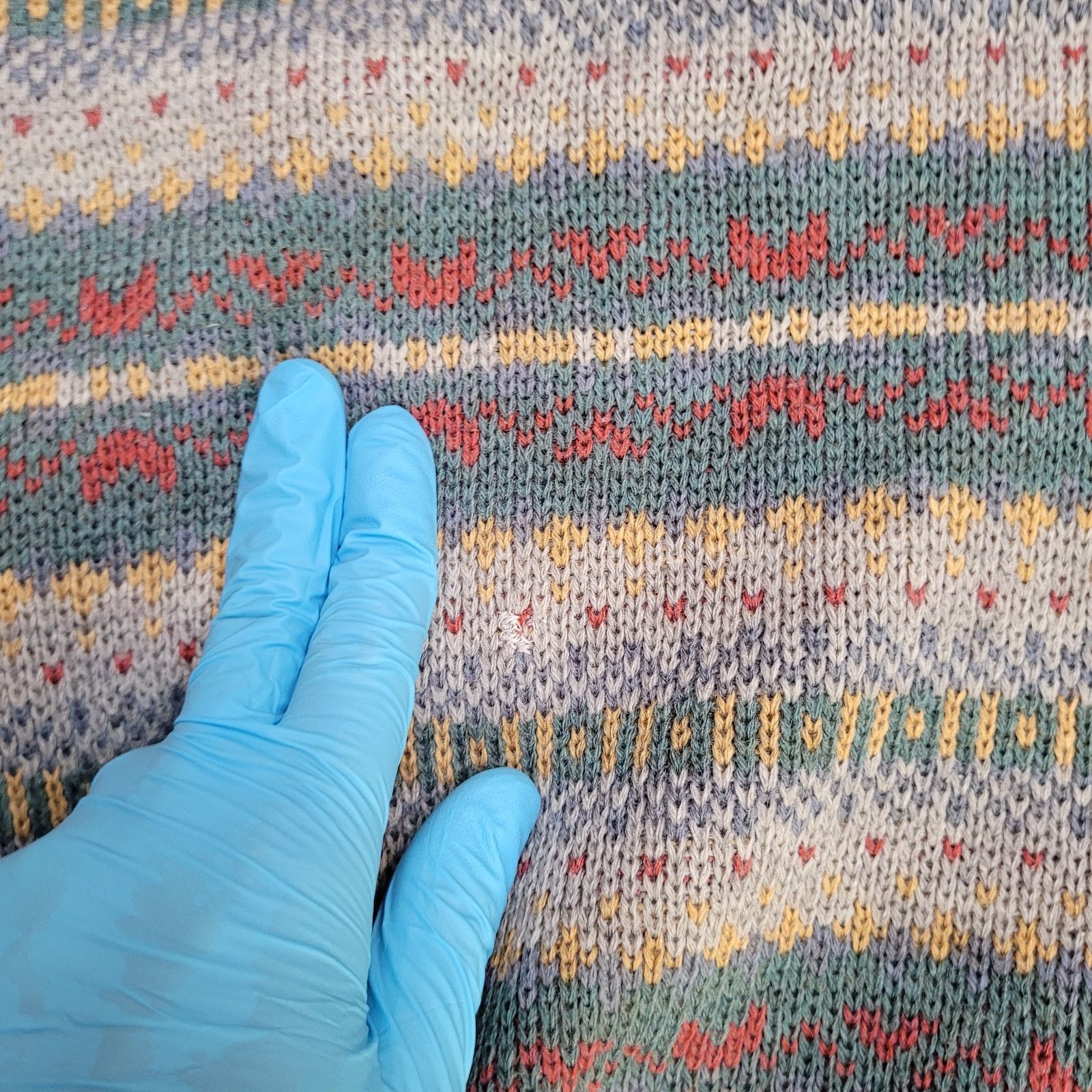Sears VTG 80s Sears Boxy Crop Fair Isle Sweater Tapered Hem Large Size US L / EU 52-54 / 3 - 3 Thumbnail