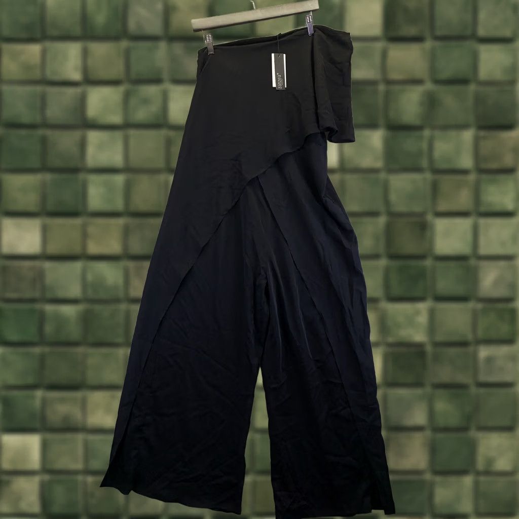 Vintage ZANZEA Black Asymmetrical Wide Leg Romper Jumpsuit Womens XL NWT-7003 Size 40" / US 18 - 1 Thumbnail