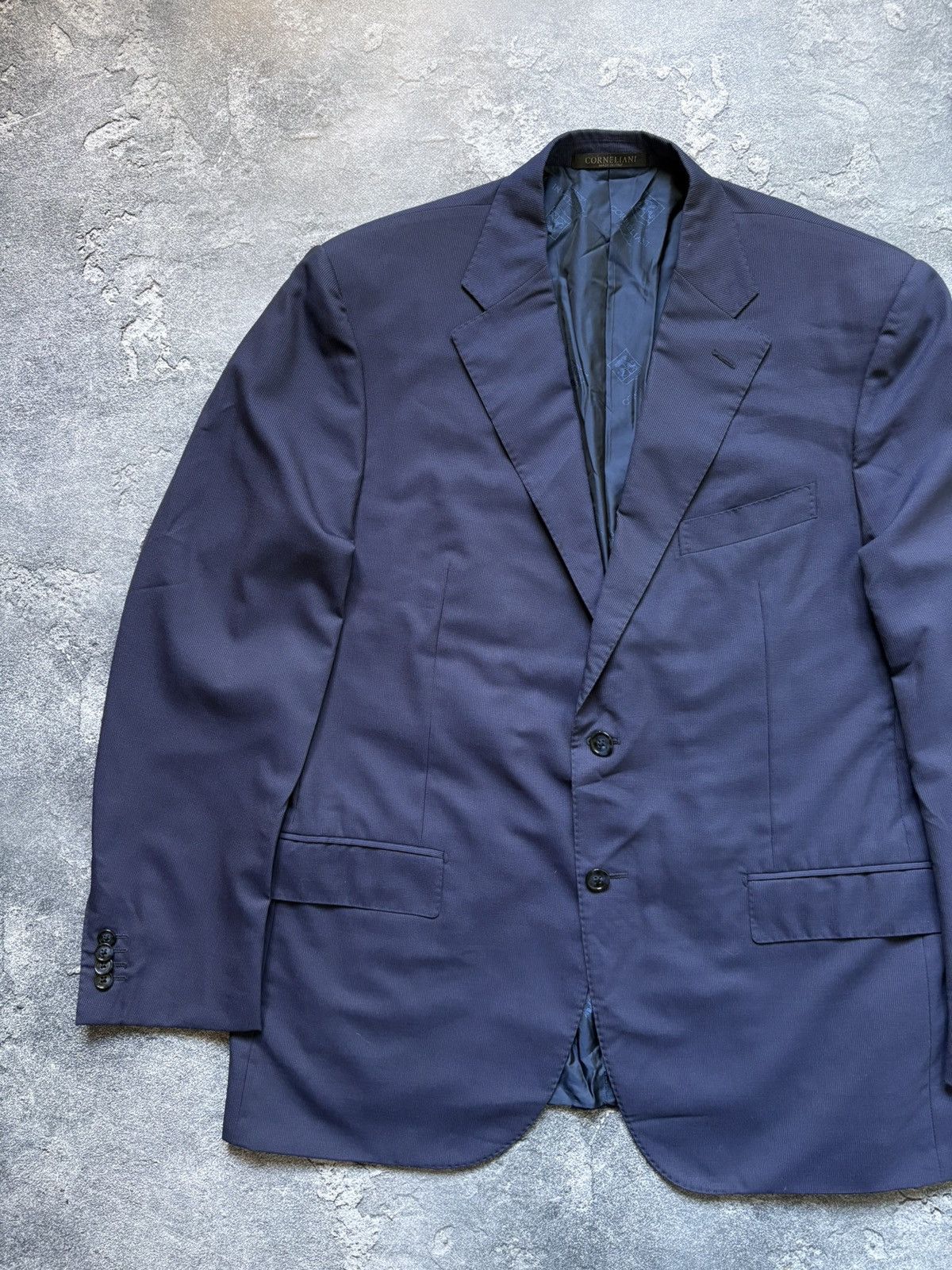Corneliani Vintage Corneliani Luxury Virgin Wool Blue Blazer Jacket Size 52R - 2 Thumbnail
