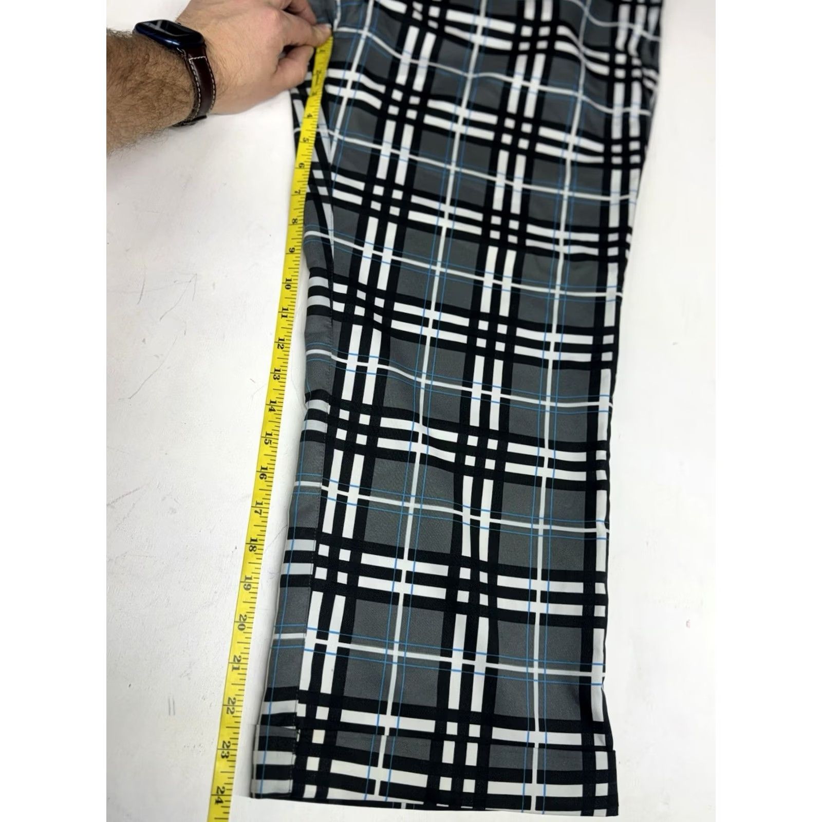 Vintage Sligo Chino Pants Mens 36x24 Tartan Check Black Blue Polyester Straight Fit Regular Inseam 24in Wool/Poly? Size US 36 / EU 52 - 7 Thumbnail
