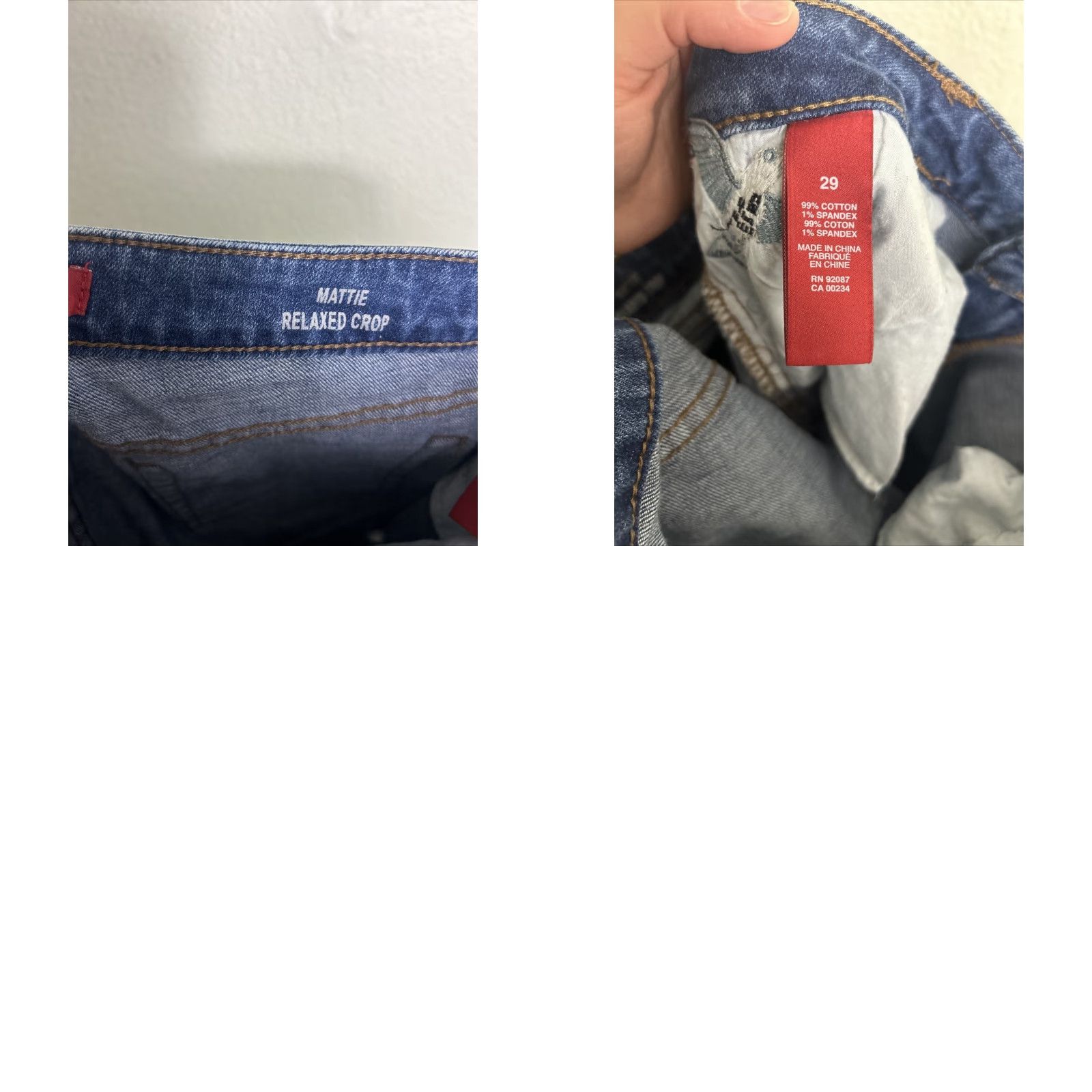 Saks Fifth Avenue VINTAGE Saks Fifth Avenue Mattie Crop Jeans Distressed Hummingbirds 29x25 Women Blue Cropped Relaxed Regular Size 29 Blue Size 29" - 10 Thumbnail
