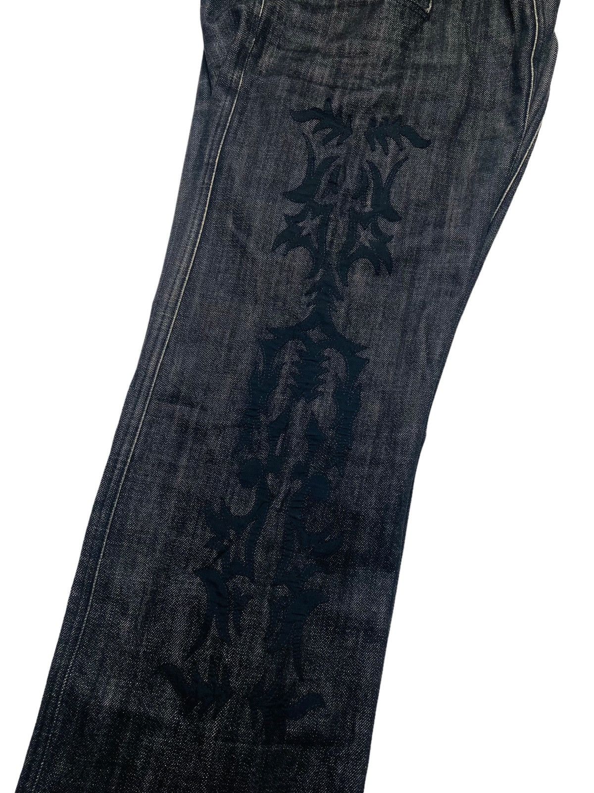 image of 2003 Issey Miyake - Tribal Embroidery Denim Pants in Grey, Men's (Size 30)